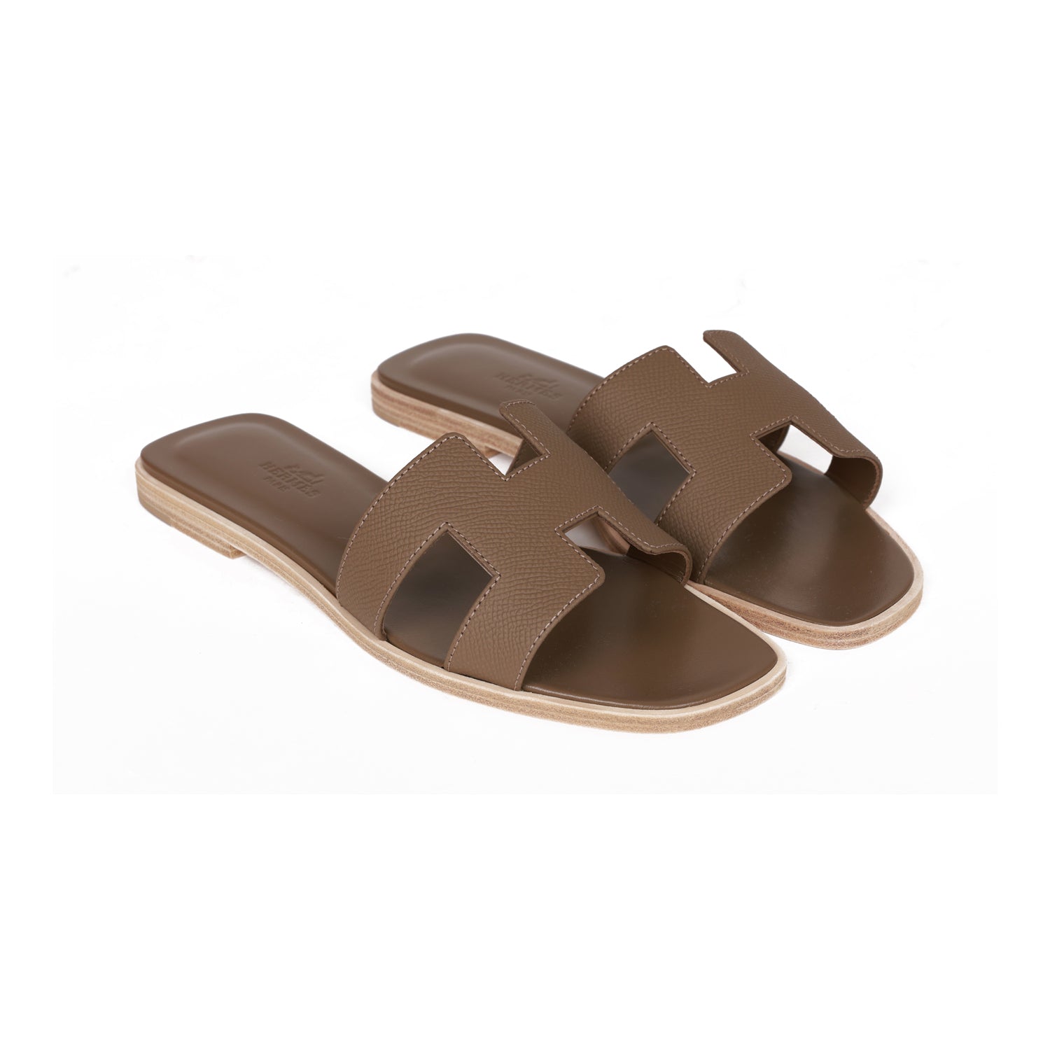 Hermes Oran Sandals Etoupe Epsom 37
