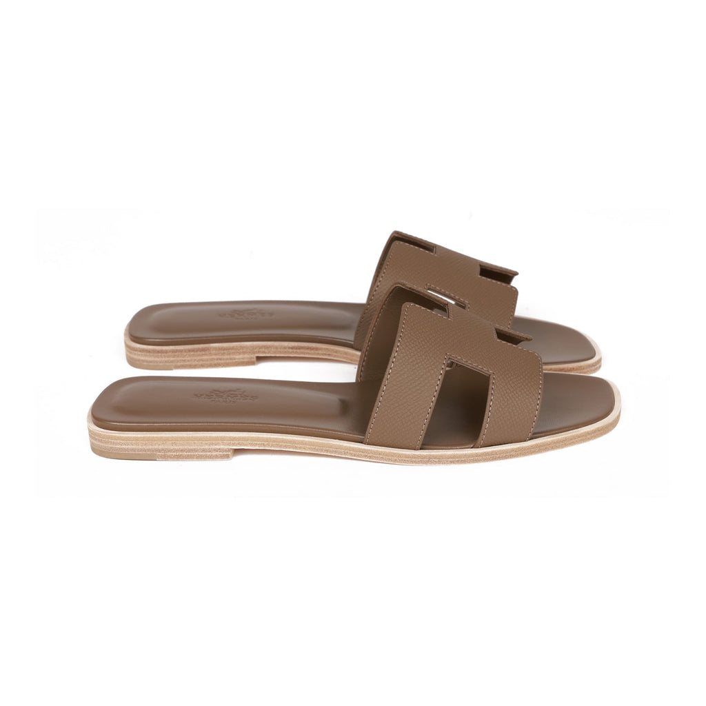 Hermes Oran Sandals Etoupe Epsom 37