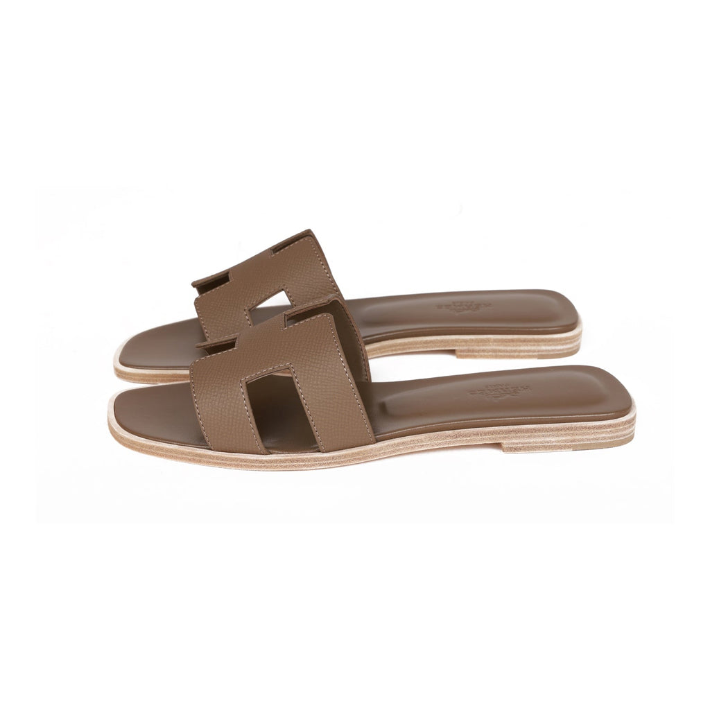 Hermes Oran Sandals Etoupe Epsom 37