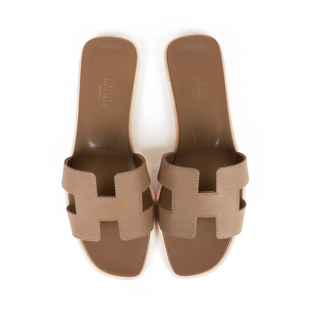 Hermes Oran Sandals Etoupe Epsom 37