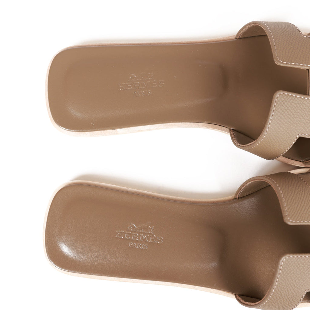 Hermes Oran Sandals Etoupe Epsom 37