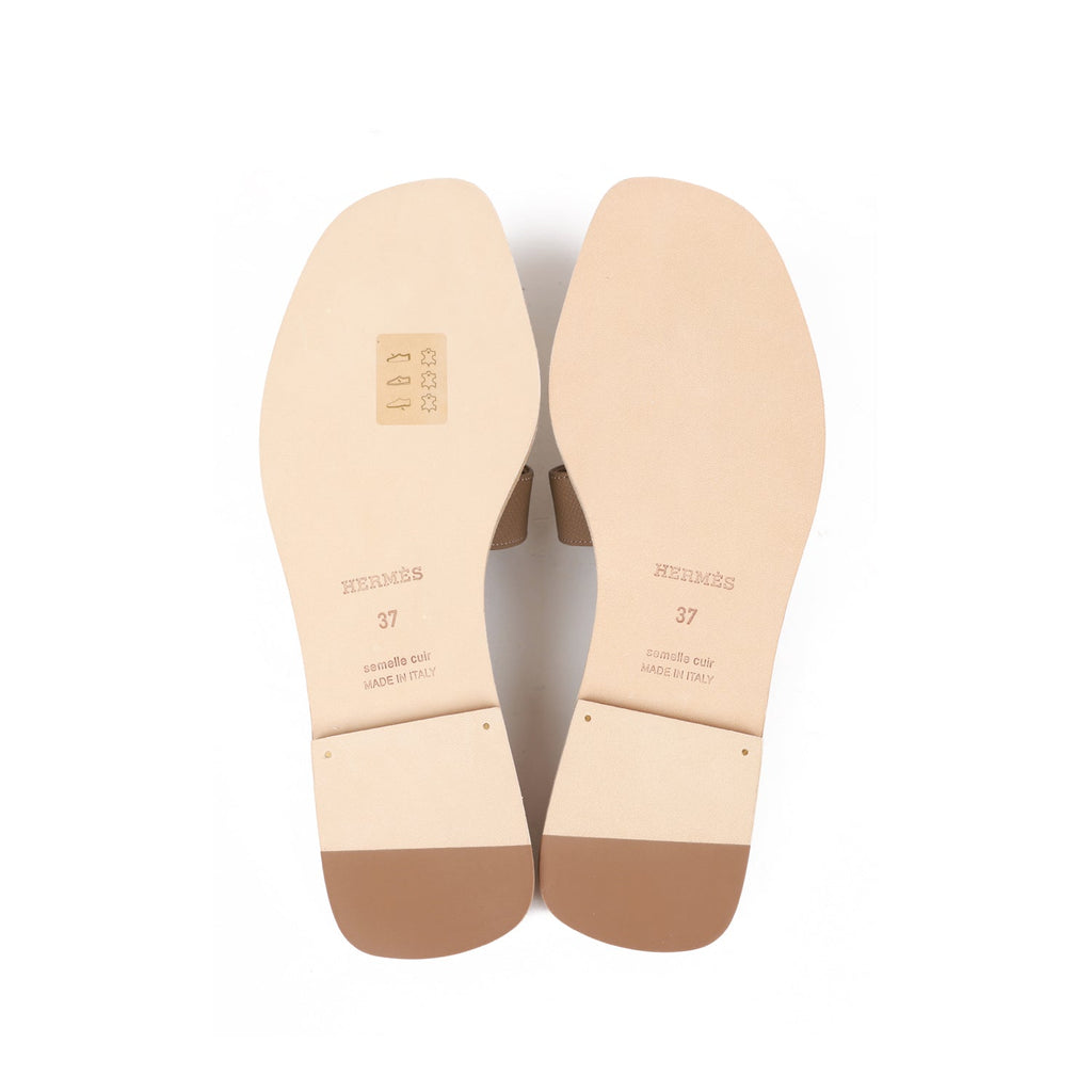 Hermes Oran Sandals Etoupe Epsom 37