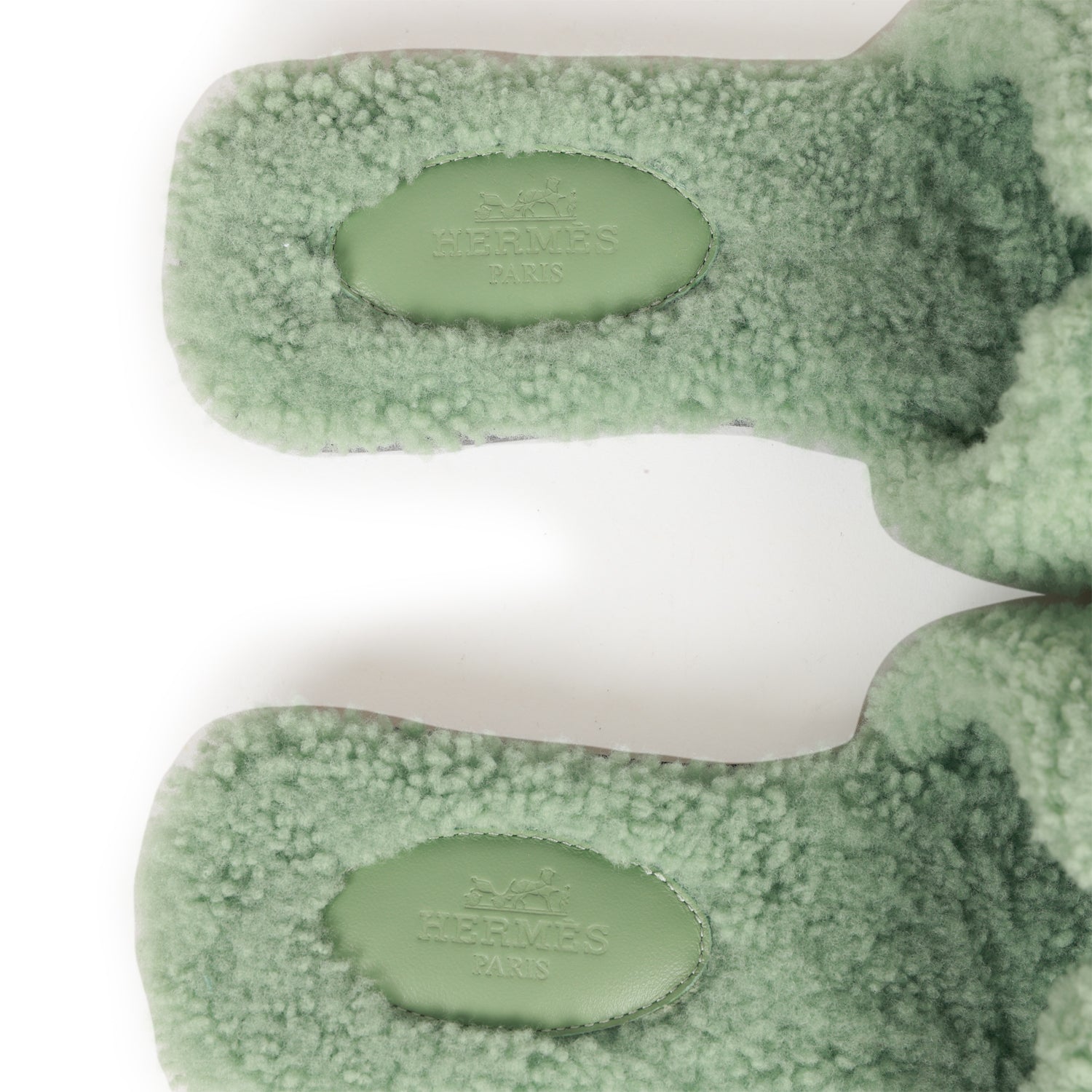 Hermes Oran Sandals Vert D'eau Woolskin 36