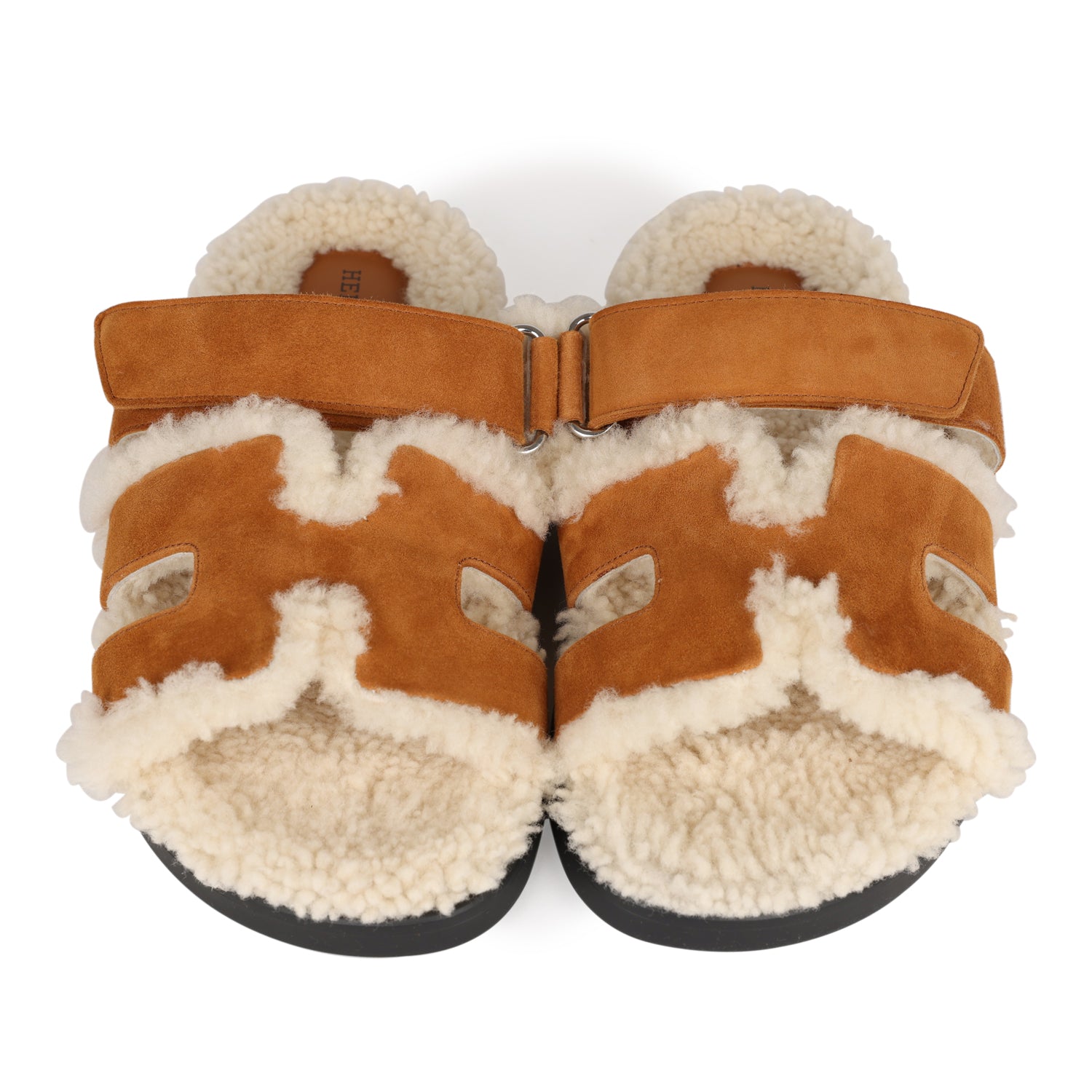 Hermes Chypre Teddy Sandals Kraft Suede 38 EU