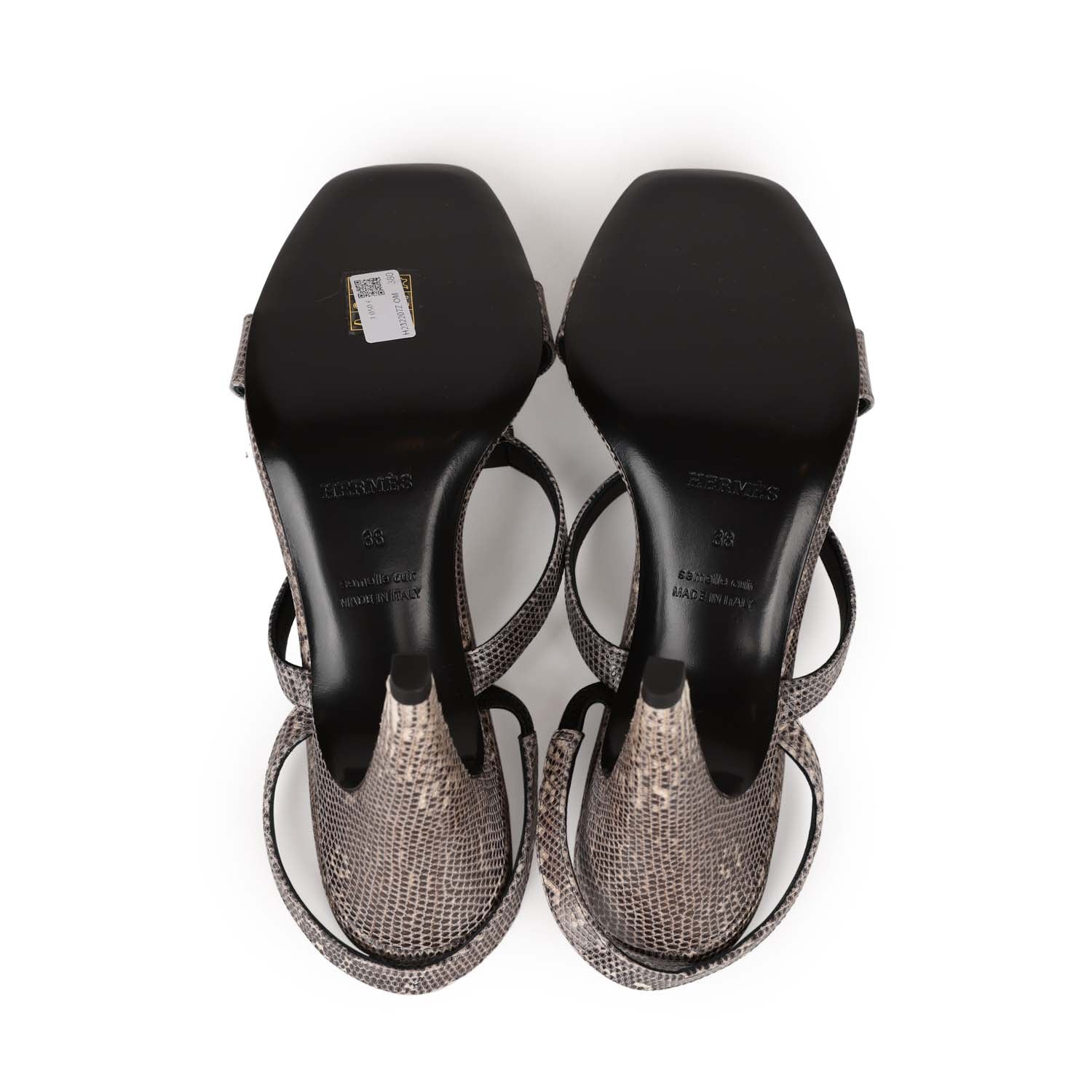 Hermes Glamour 95 Sandals Ombre Lizard Palladium Hardware 38 EU