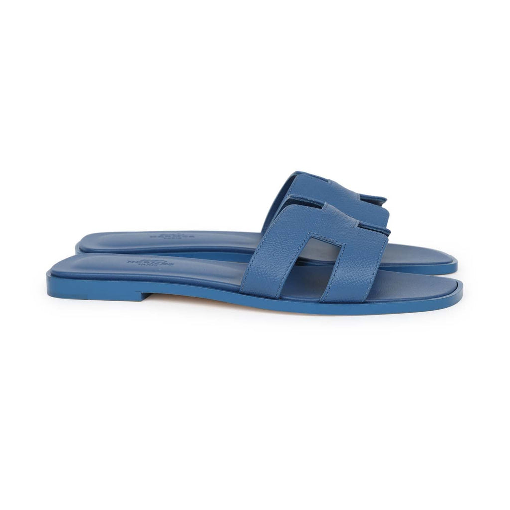 Hermes Oran Sandal Bleu Bleuet Epsom 38 EU