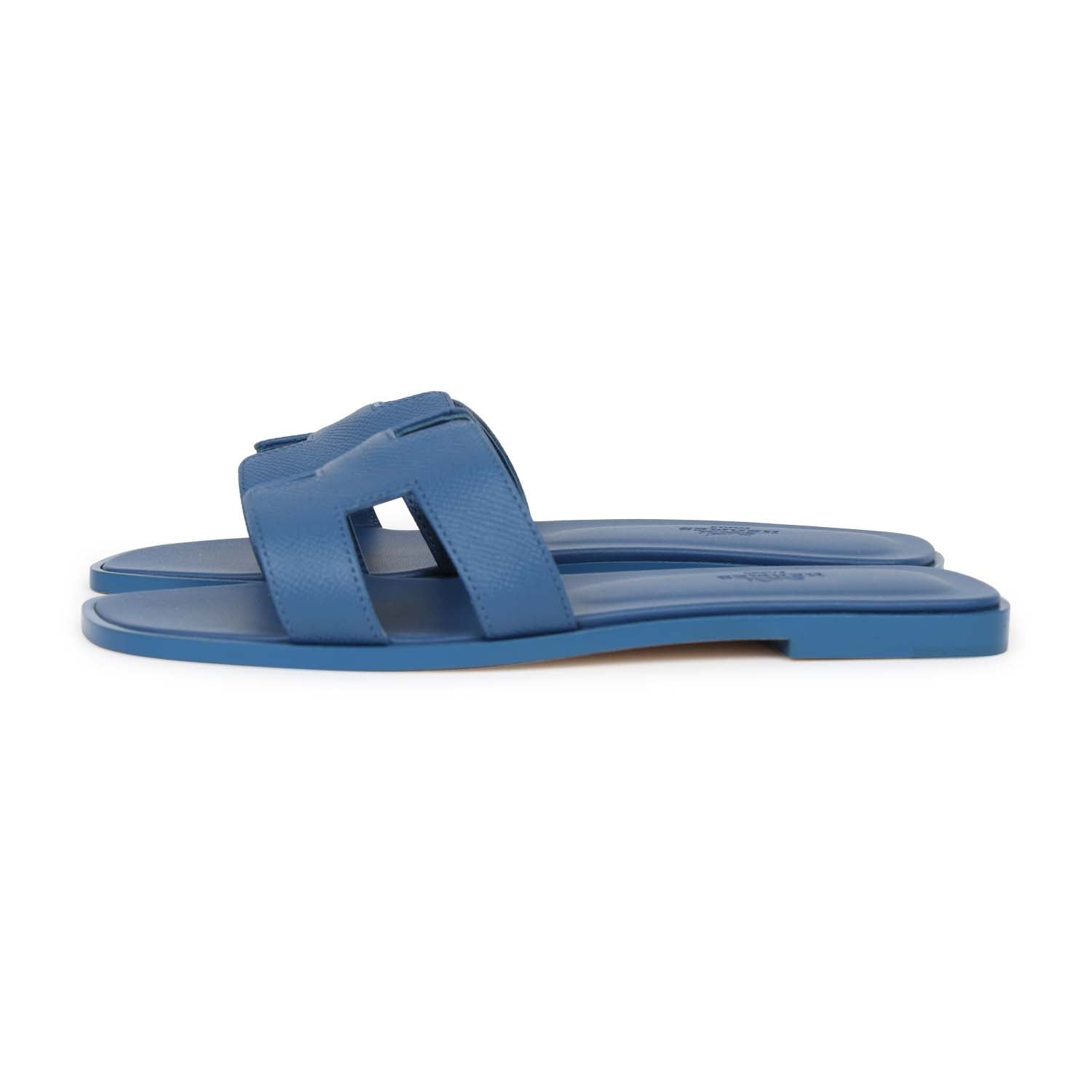Hermes Oran Sandal Bleu Bleuet Epsom 38 EU