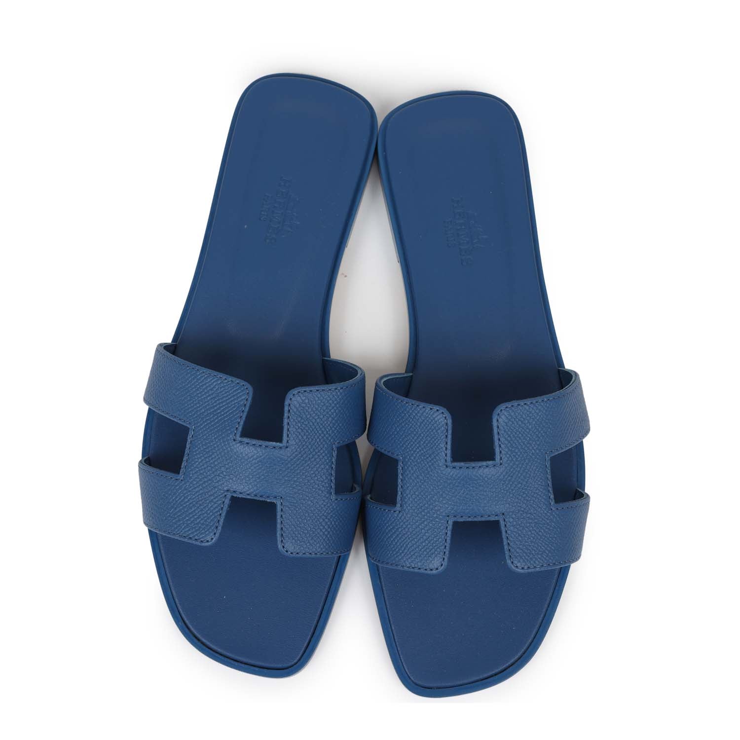 Hermes Oran Sandal Bleu Bleuet Epsom 38 EU