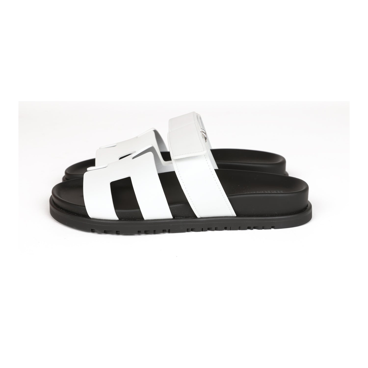 Hermes Chypre Sandals White Calfskin Palladium Hardware 35.5 EU