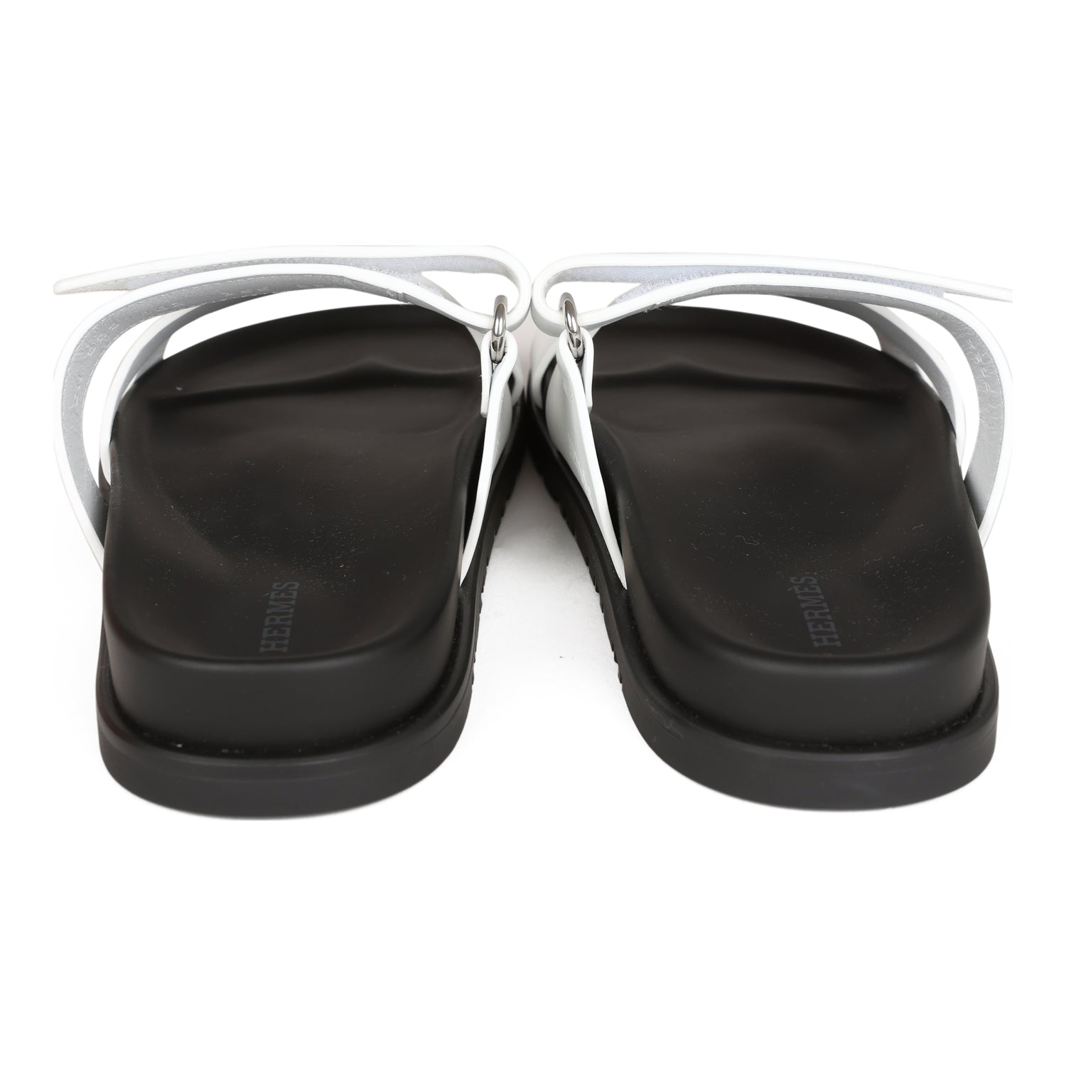 Hermes Chypre Sandals White Calfskin Palladium Hardware 35.5 EU