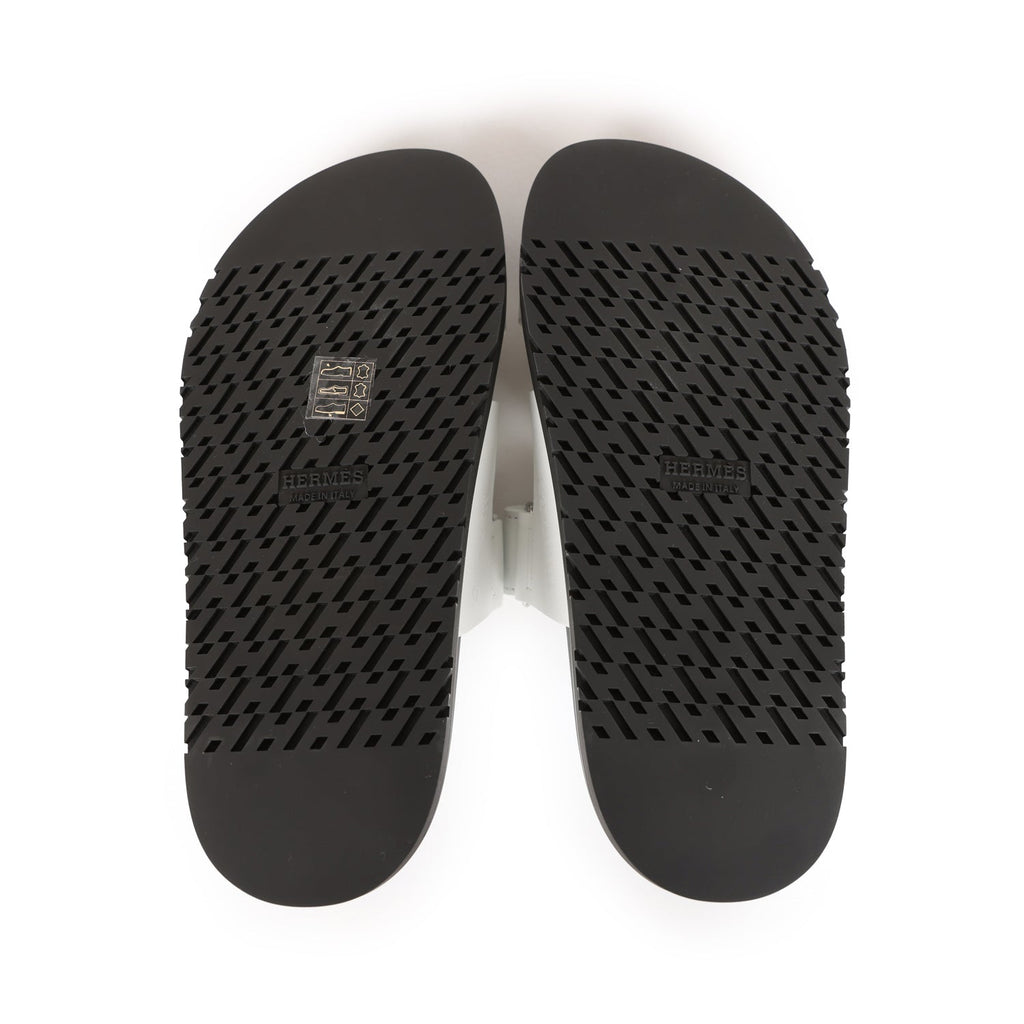 Hermes Chypre Sandals White Calfskin Palladium Hardware 35.5 EU