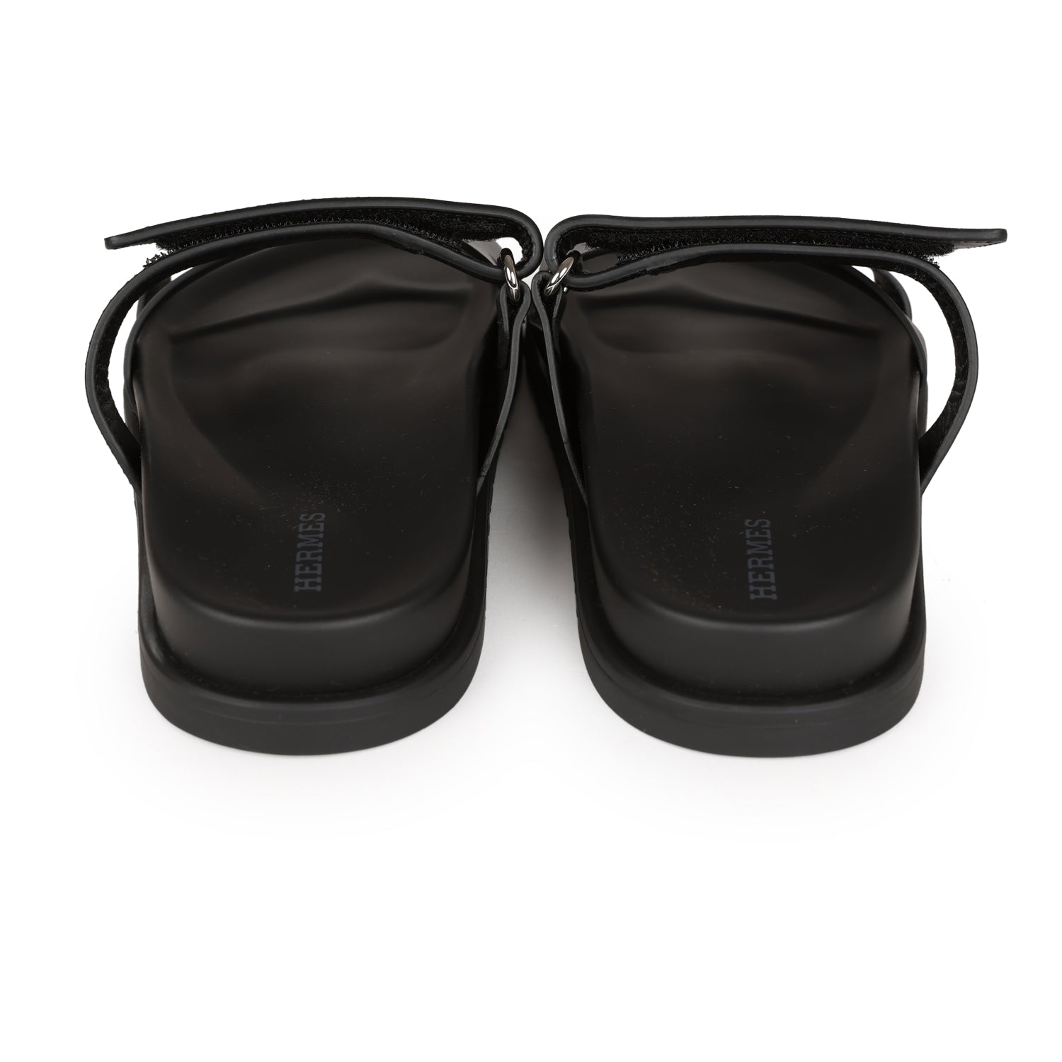 Hermes Chypre Sandals Black Calfskin Palladium Hardware 35 EU