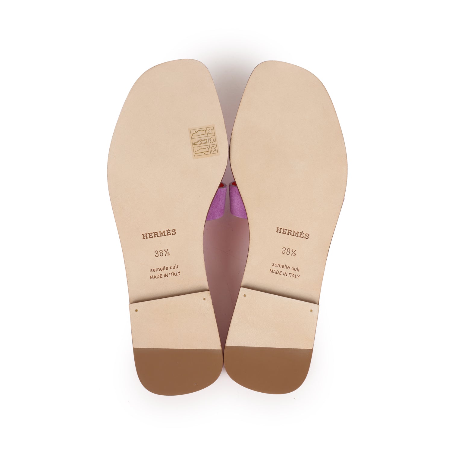 Hermes Oran Sandal Violet Parme and Red Suede Goatskin 38.5 EU