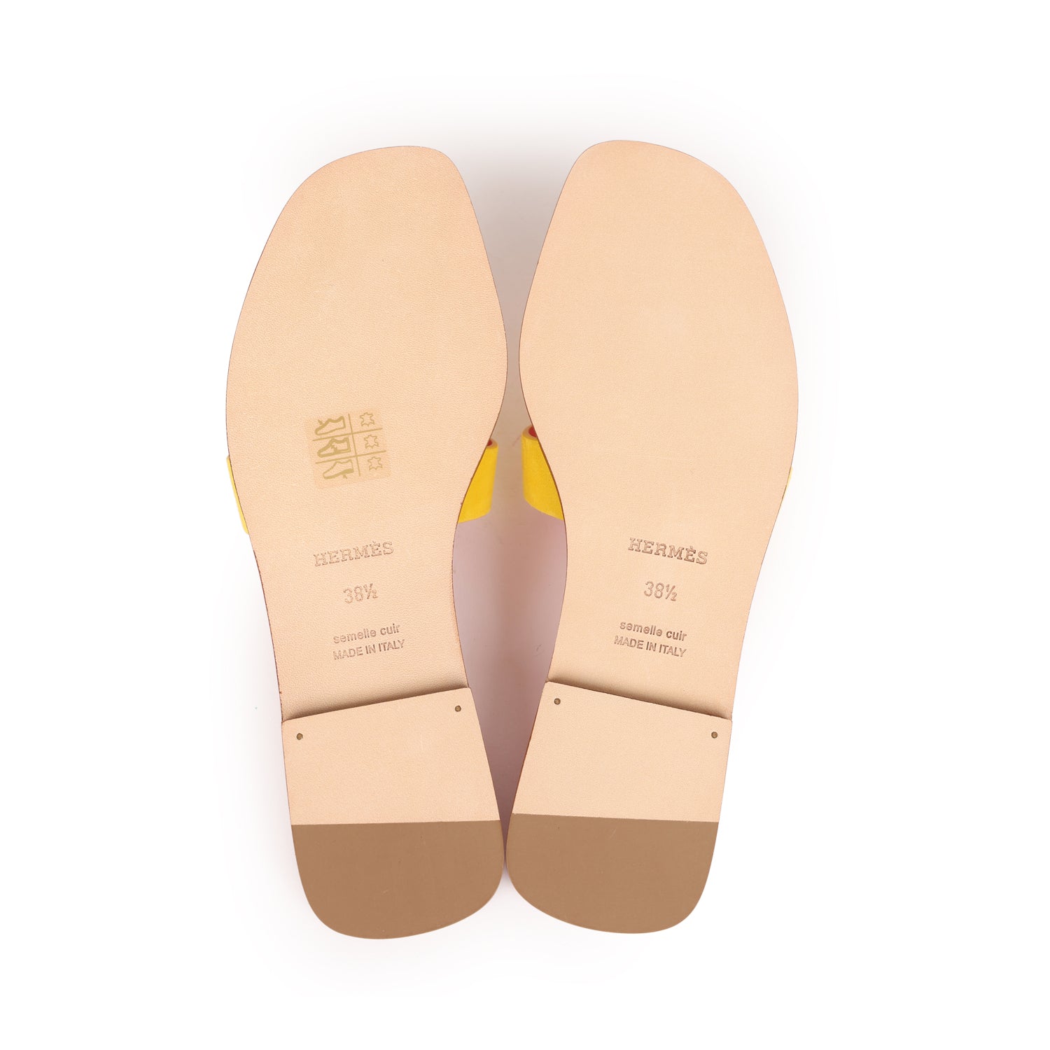 Hermes Oran Sandal Jaune Sable and Rose Azalee Suede Goatskin 38.5 EU