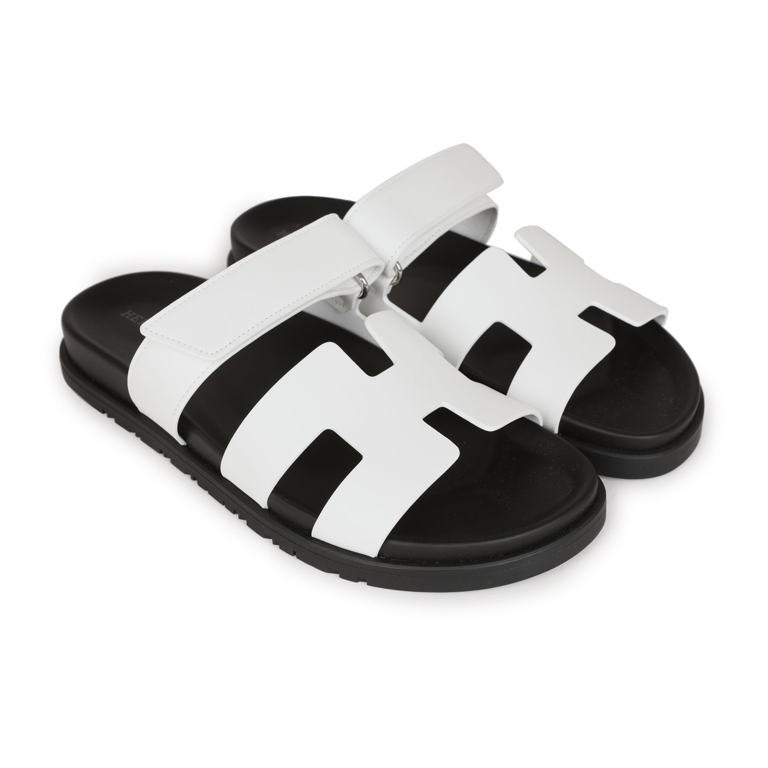 Hermes Chypre Sandals White Calfskin Palladium Hardware 39 EU