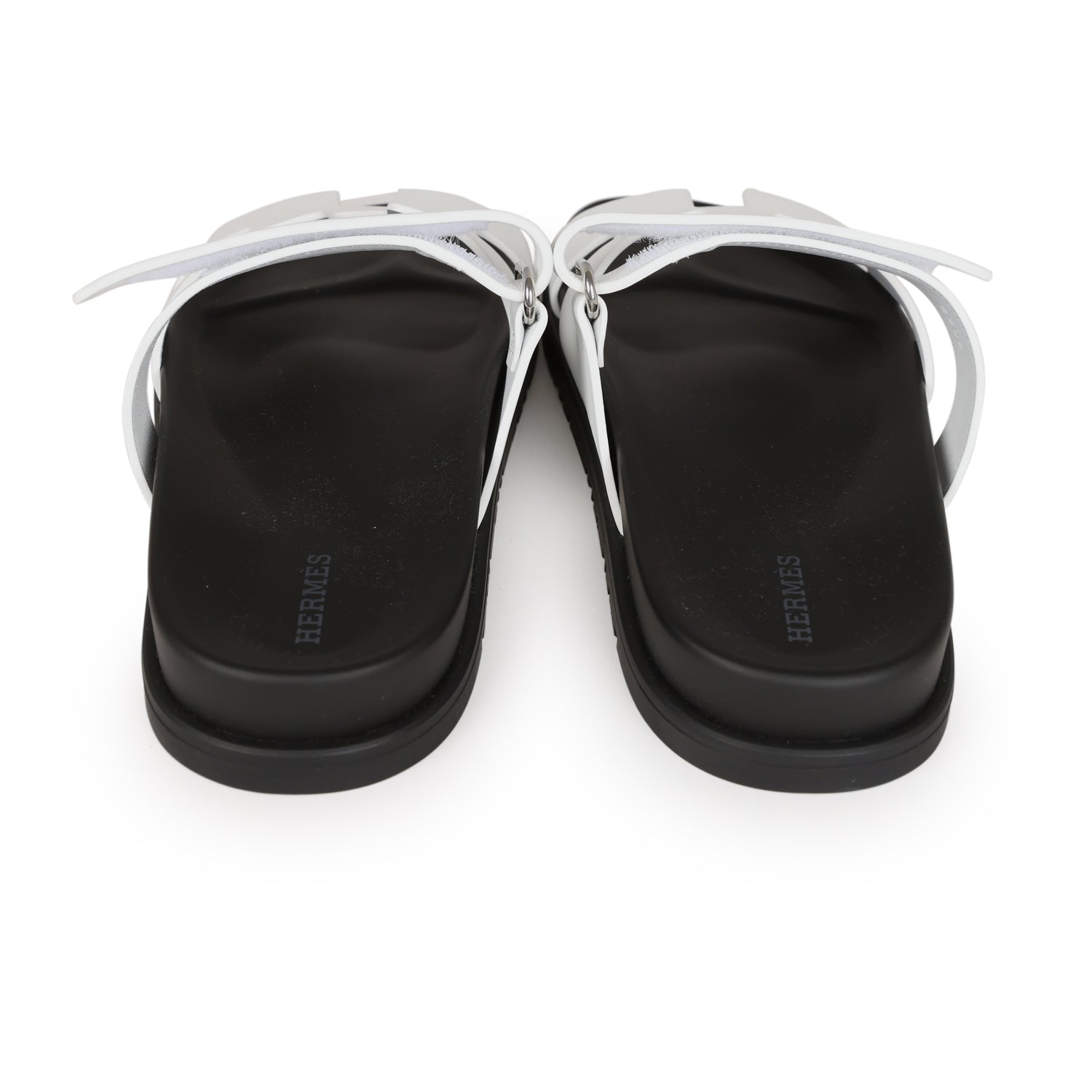 Hermes Chypre Sandals White Calfskin Palladium Hardware 39 EU