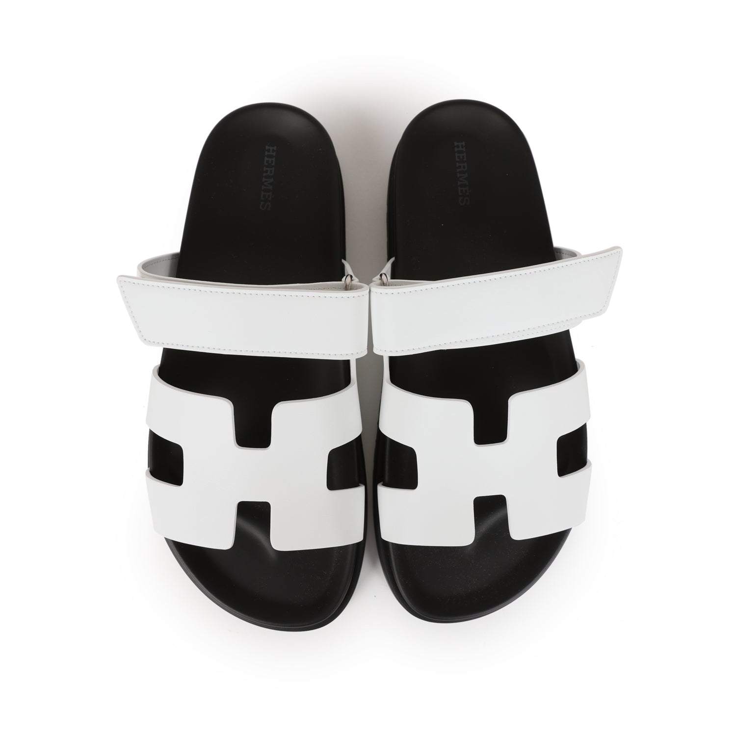 Hermes Chypre Sandals White Calfskin Palladium Hardware 39 EU