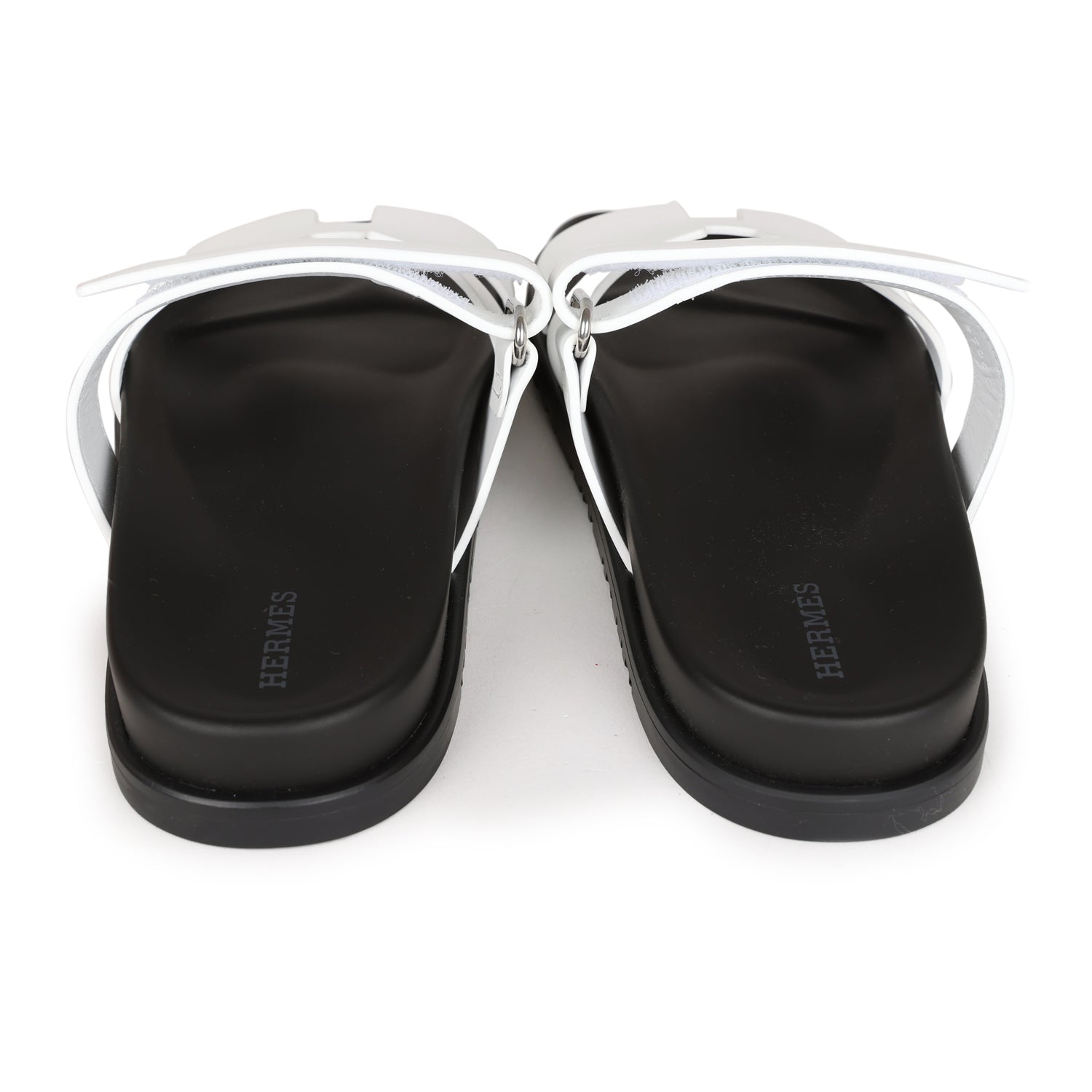 Hermes Chypre Sandals White Calfskin Palladium Hardware 38.5 EU