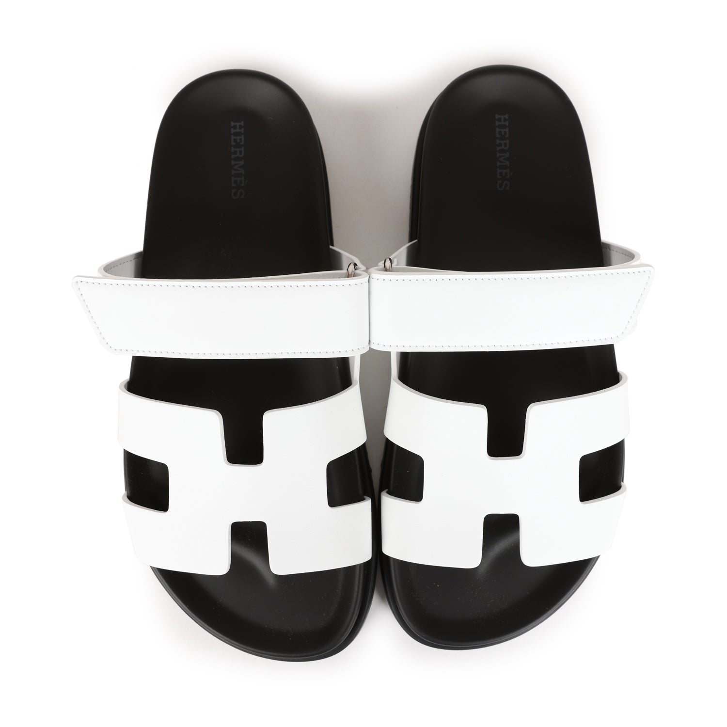 Hermes Chypre Sandals White Calfskin Palladium Hardware 38.5 EU