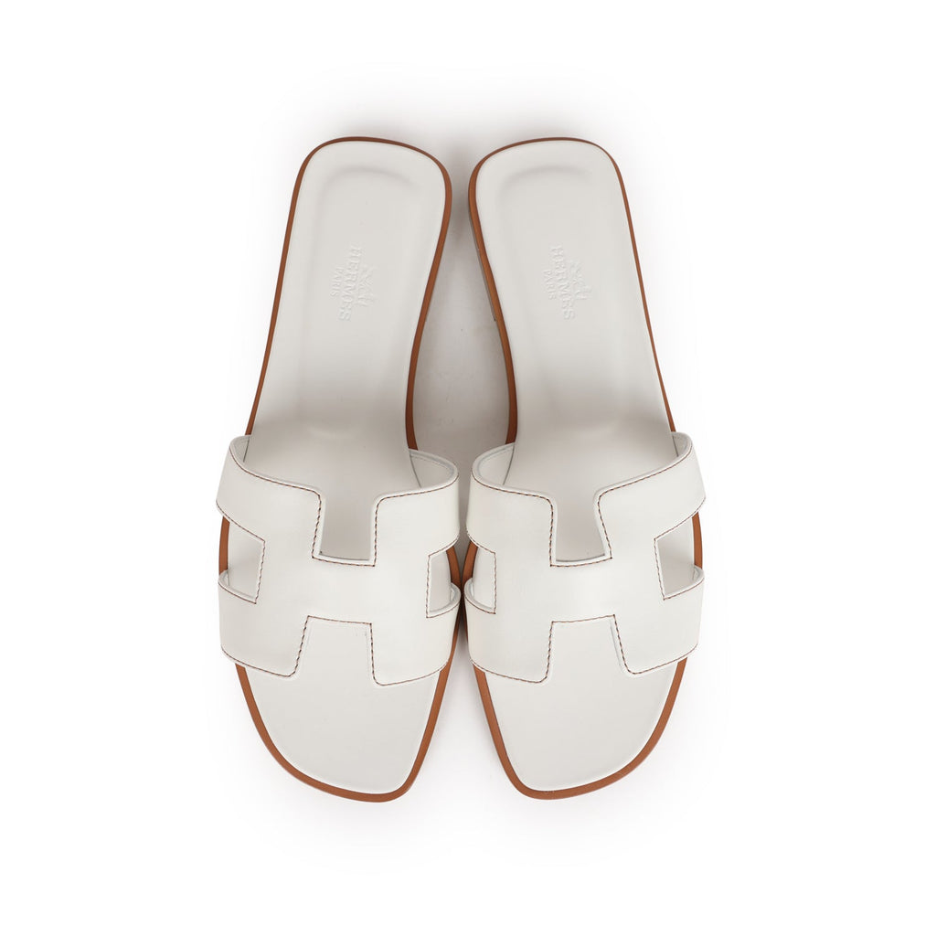 Hermes Oran Sandals White Box Calfskin 39 EU