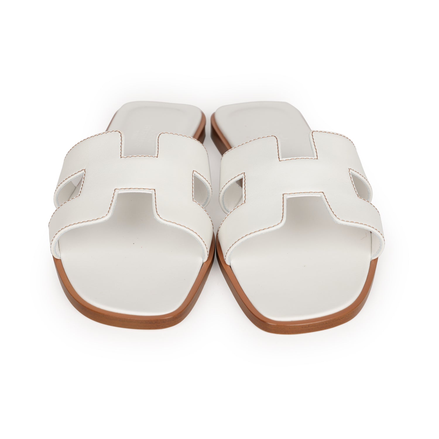 Hermes Oran Sandals White Box Calfskin 37 EU