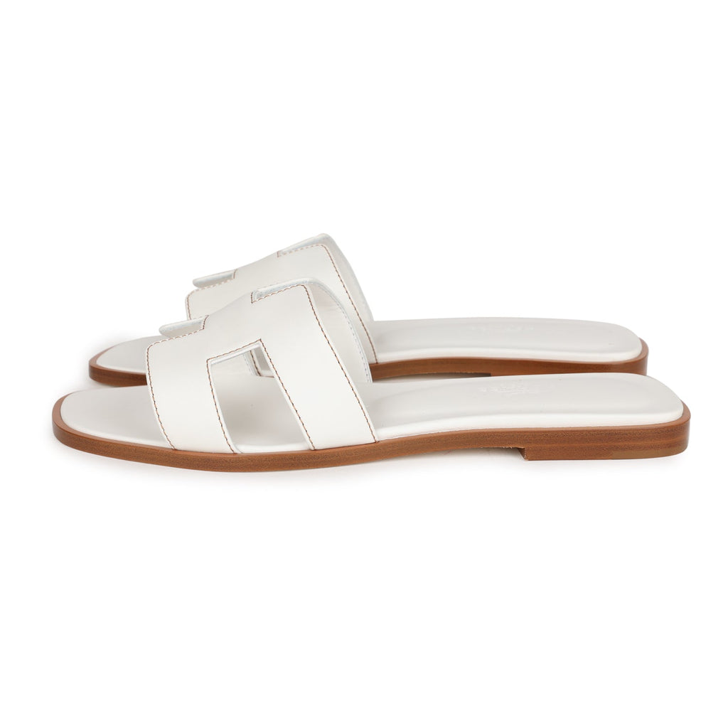 Hermes Oran Sandals White Box Calfskin 37 EU