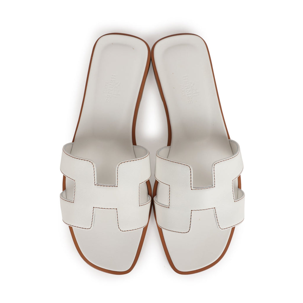 Hermes Oran Sandals White Box Calfskin 37 EU