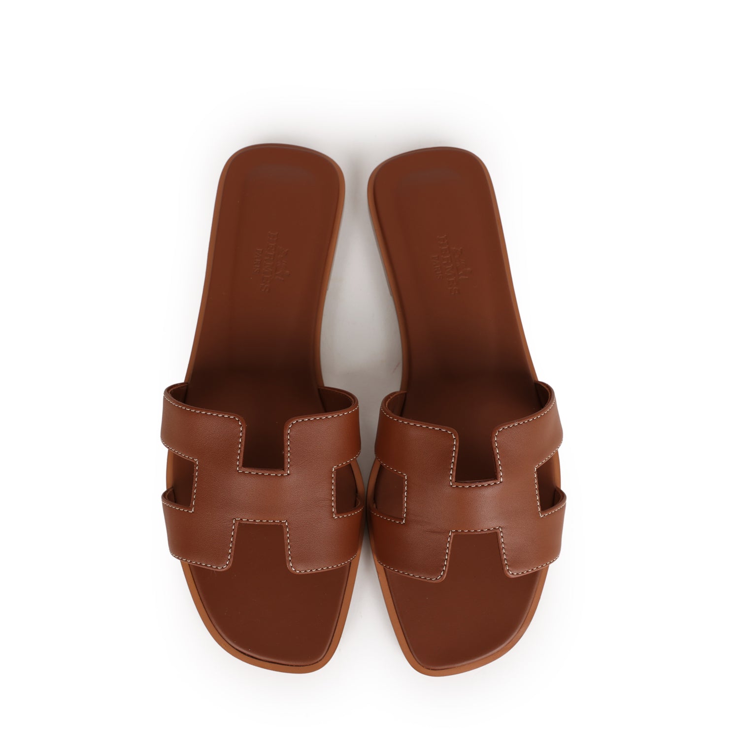 Hermes Oran Sandals Gold Box Calfskin 37.5 EU