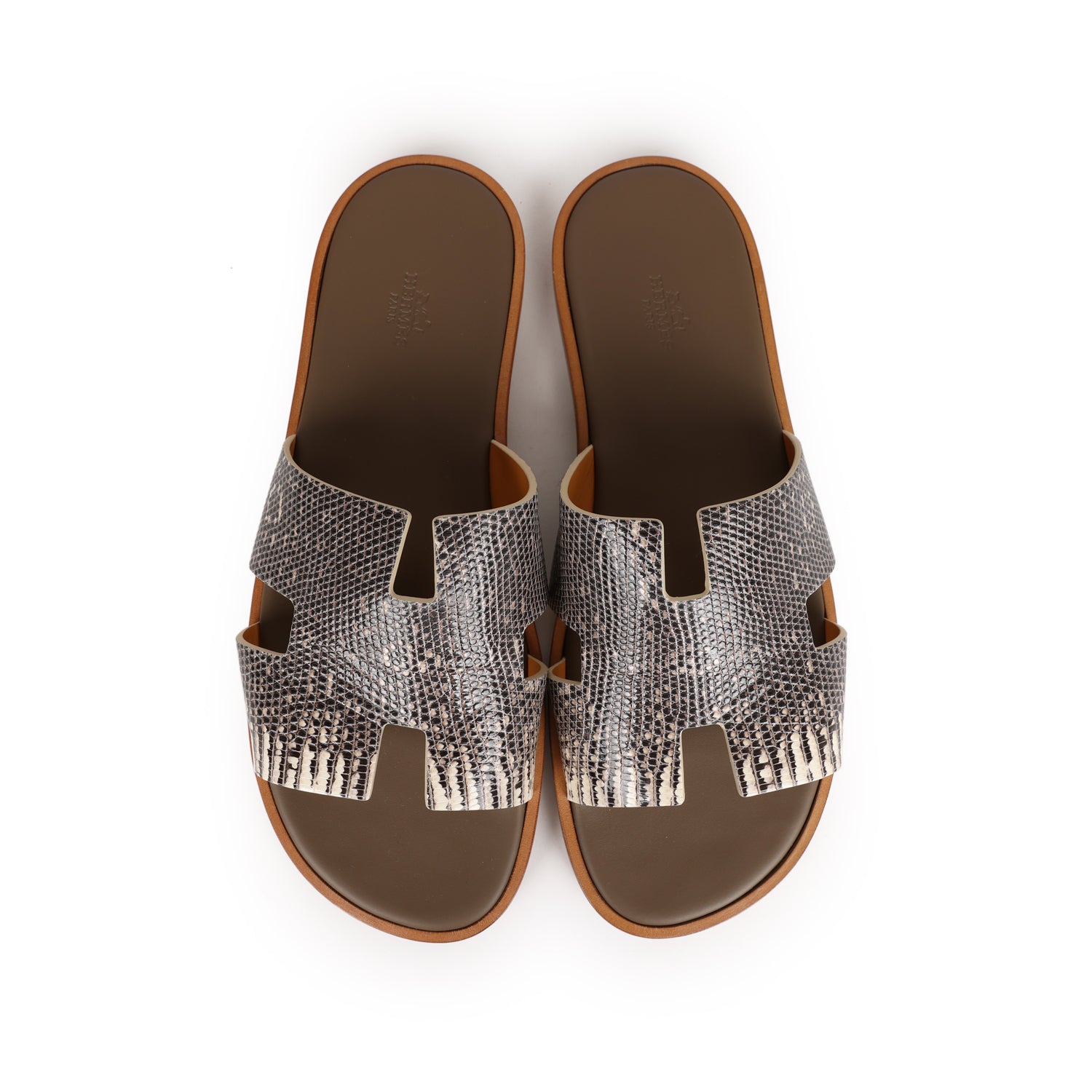 Hermes Mens Izmir Sandals Ombre Lizard 44 EU