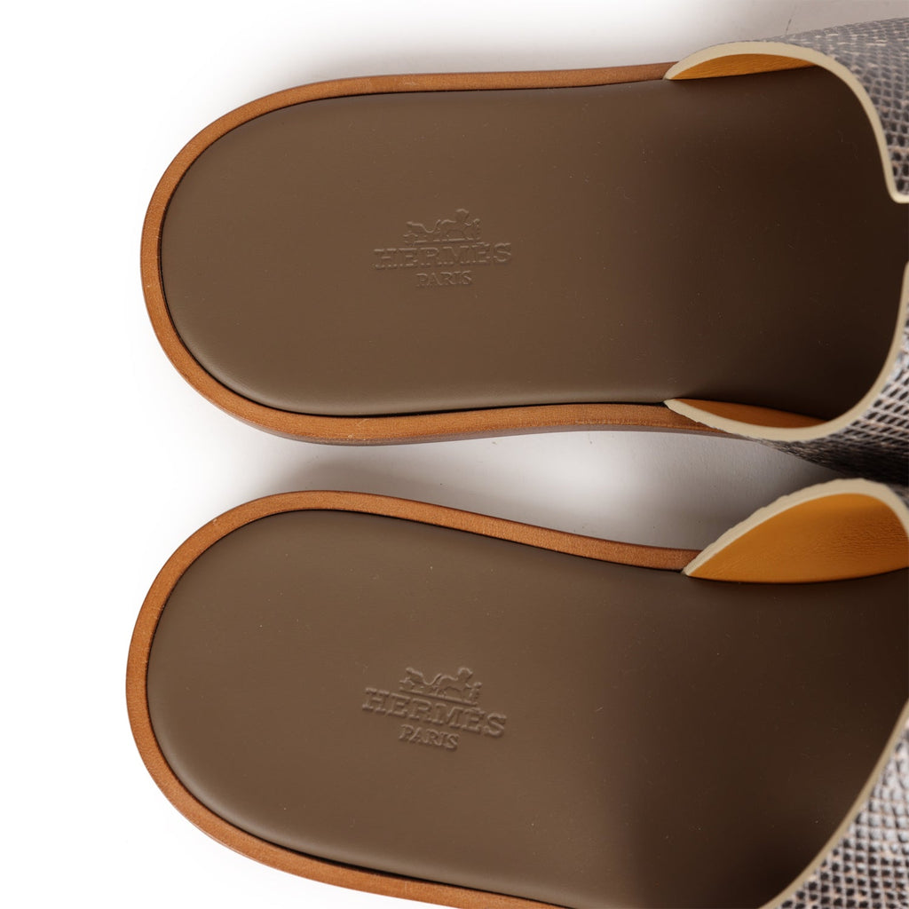 Hermes Mens Izmir Sandals Ombre Lizard 44 EU