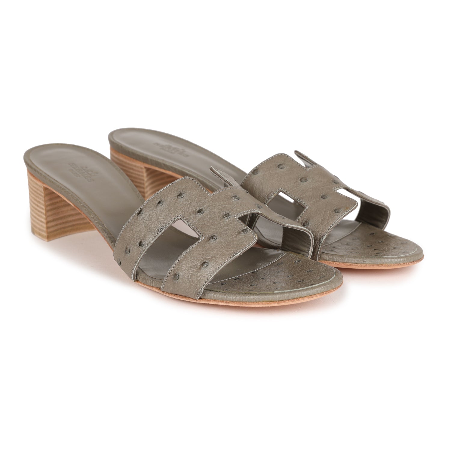 Hermes Oasis Sandals Gris Clair Ostrich 41 EU