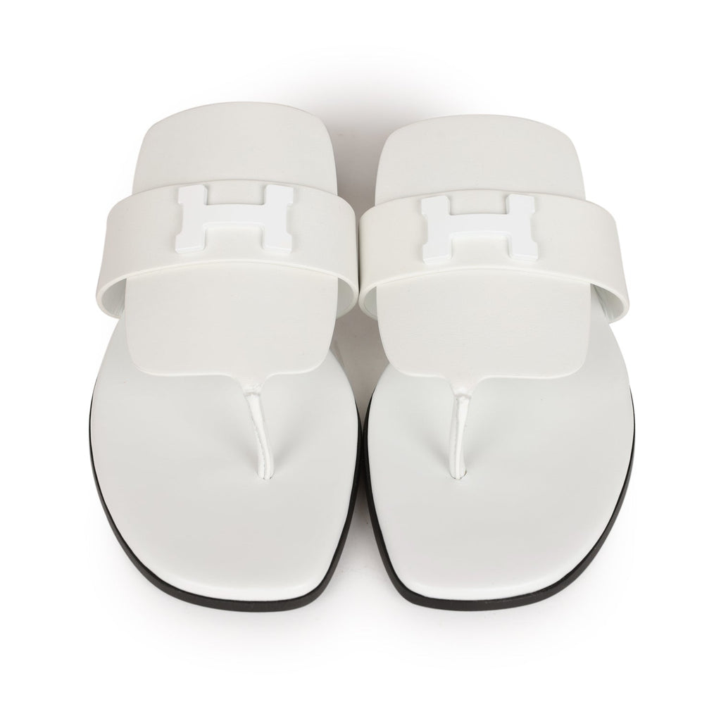 Hermes Galerie Sandals White Calfskin 41 EU