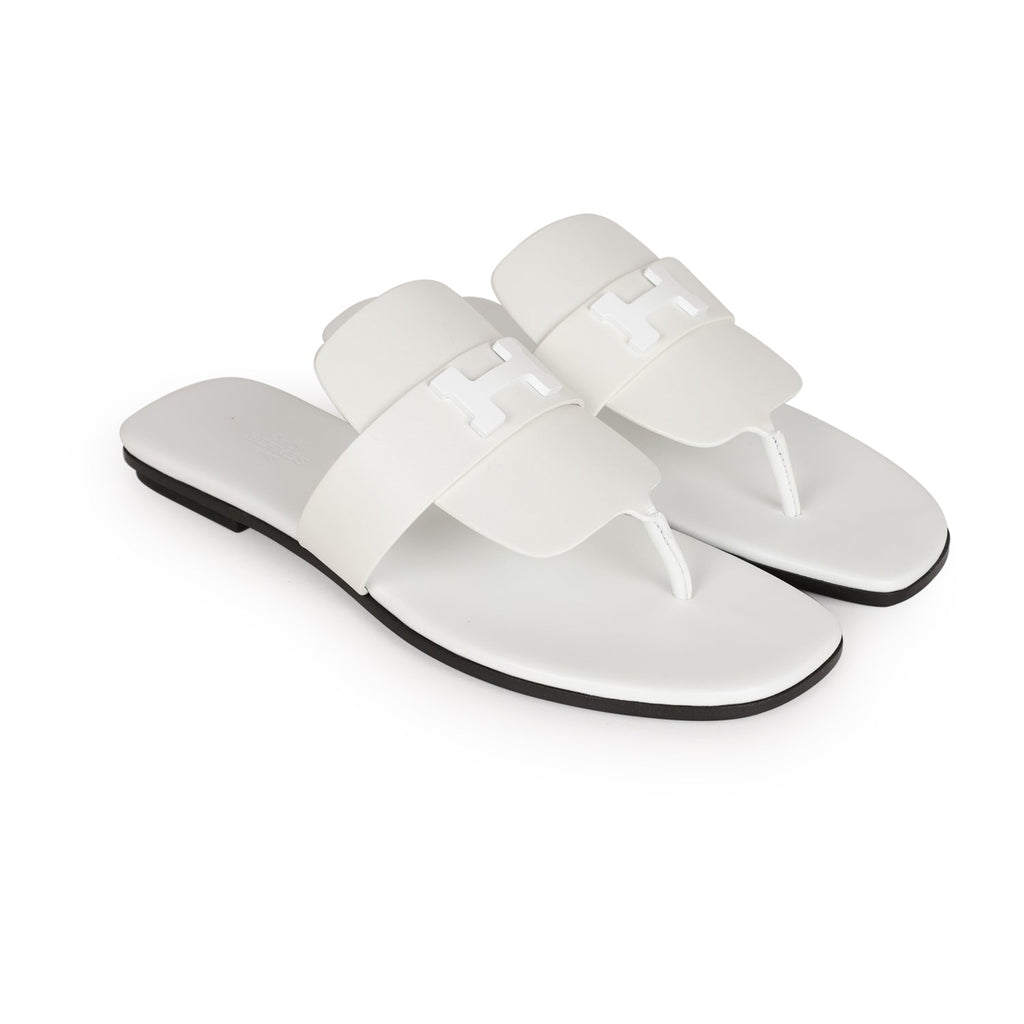 Hermes Galerie Sandals White Calfskin 41 EU