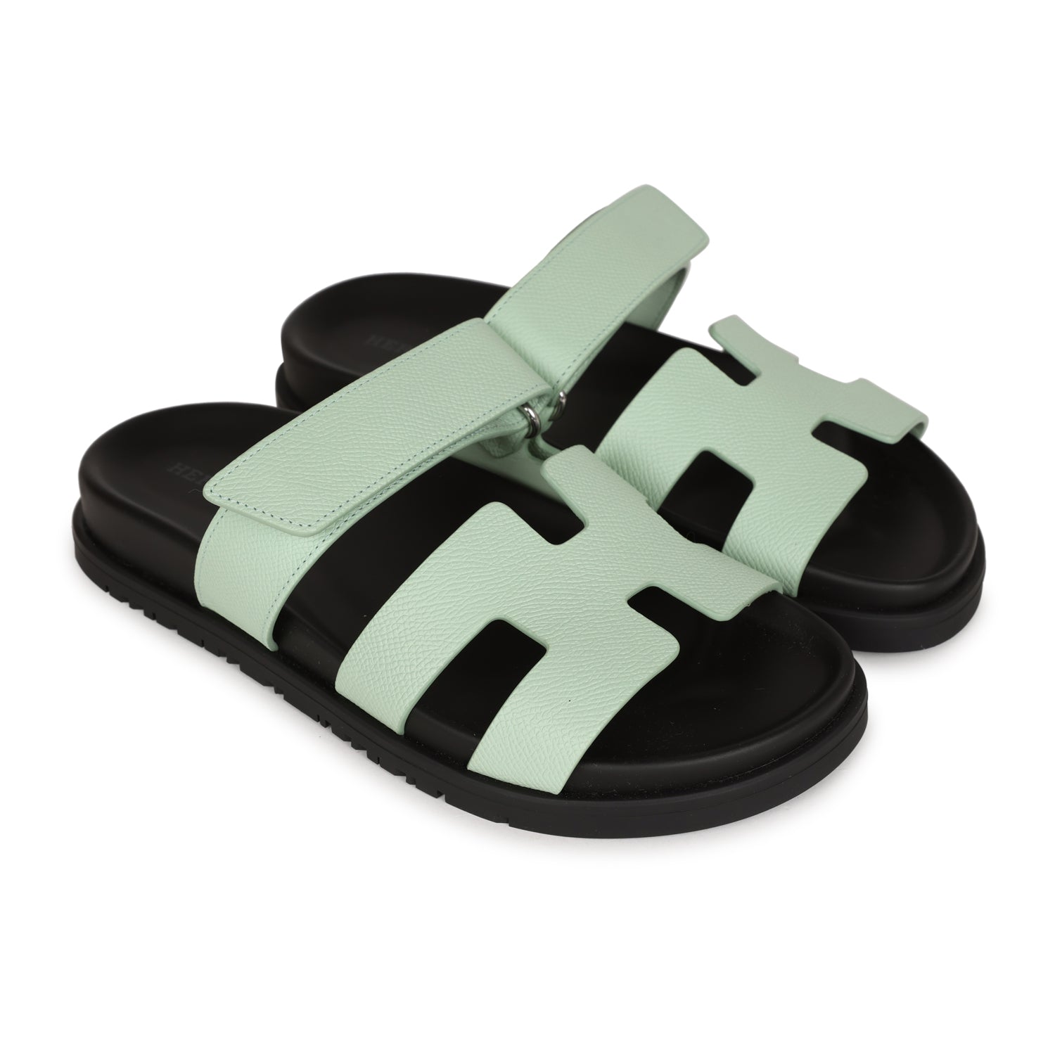 Hermes Chypre Sandals Vert Jade Epsom Palladium Hardware 36.5 EU
