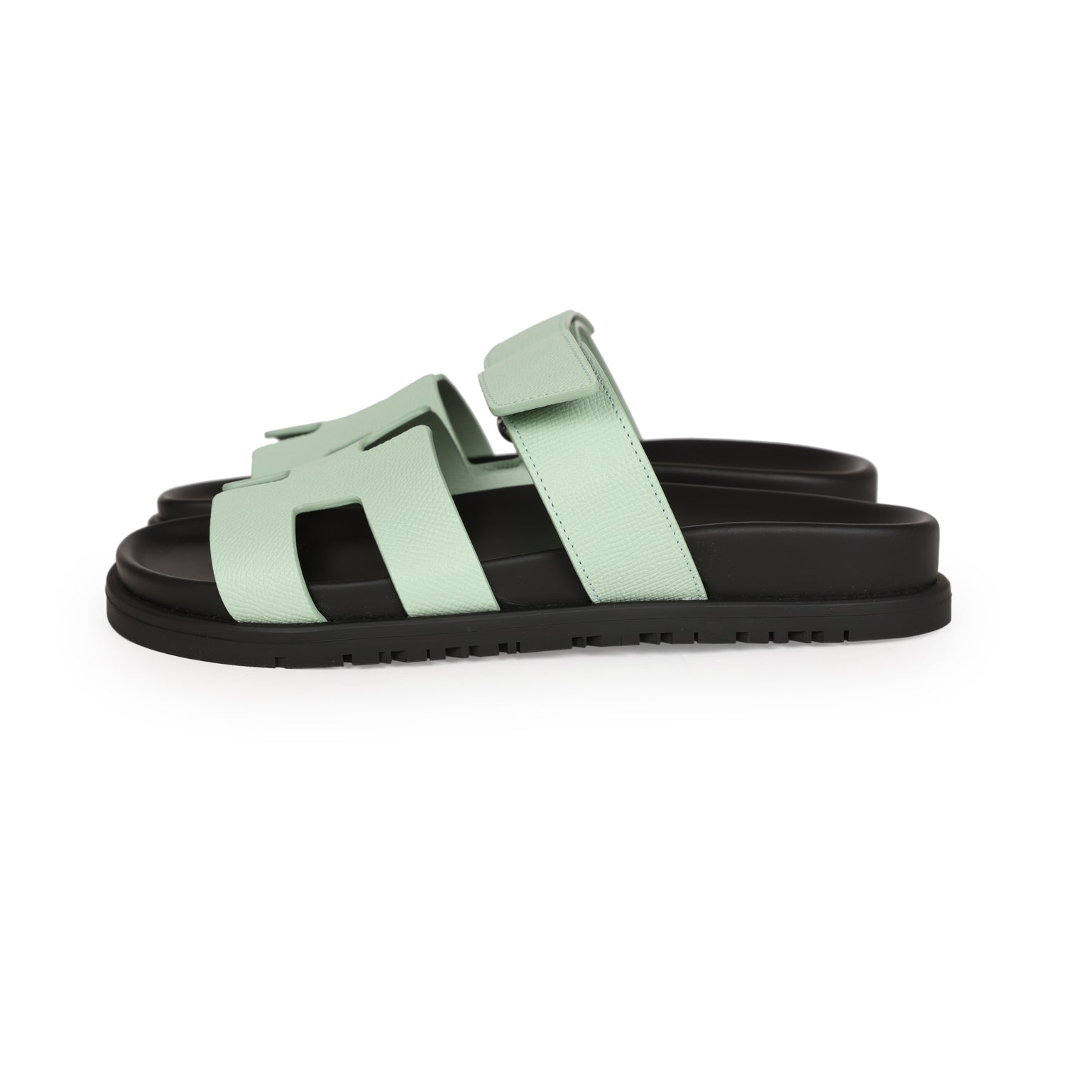 Hermes Chypre Sandals Vert Jade Epsom Palladium Hardware 36.5 EU