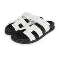Hermes Chypre Sandals White Calfskin Palladium Hardware 38 EU