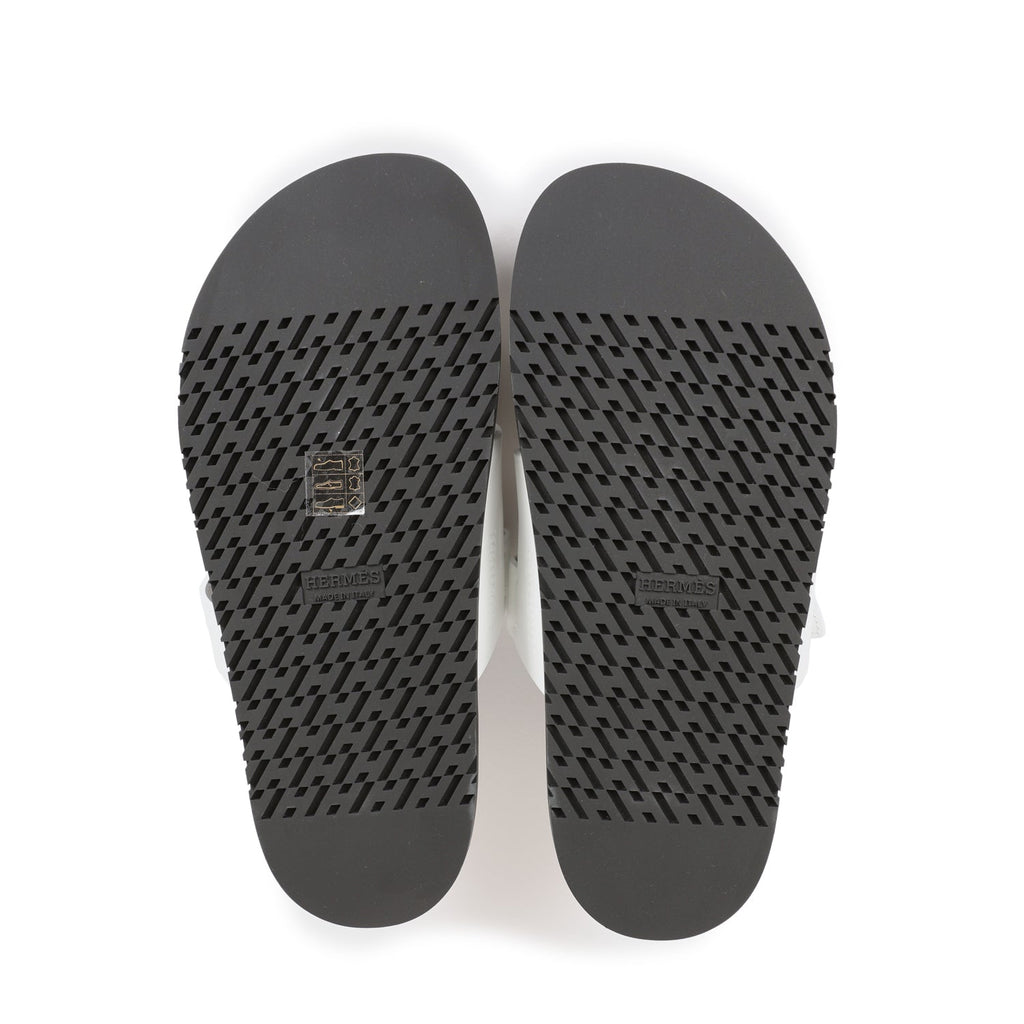 Hermes Chypre Sandals White Calfskin Palladium Hardware 38 EU