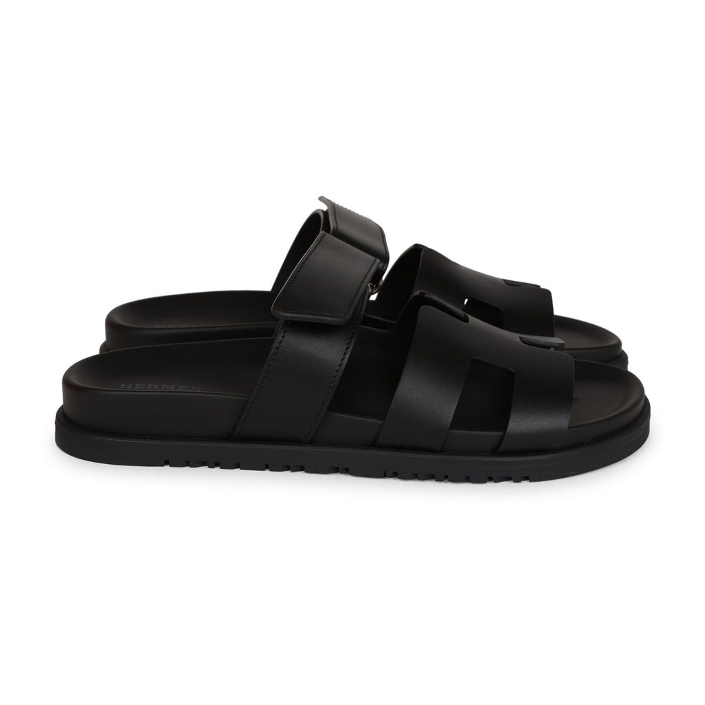 Hermes Chypre Sandals Black Calfskin 38.5 EU