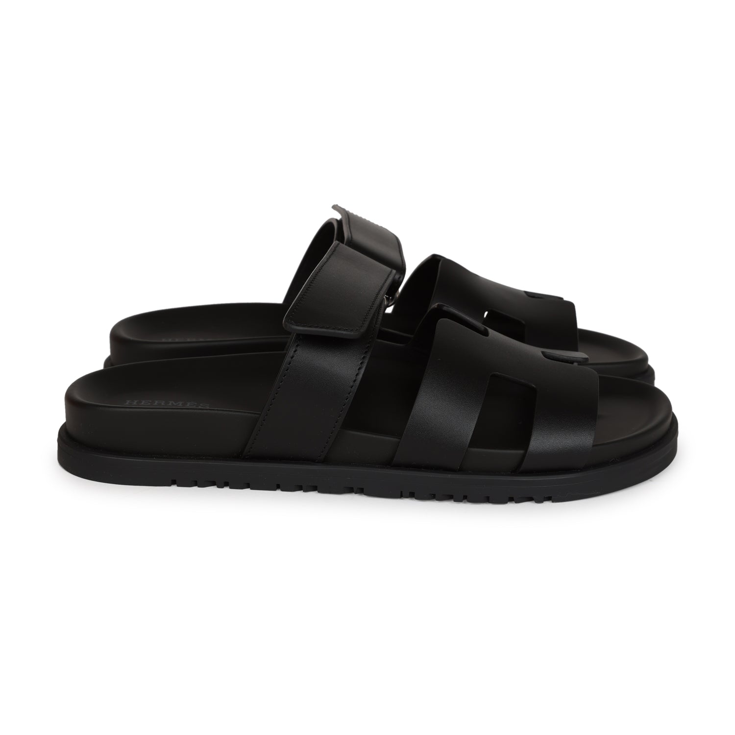 Hermes Chypre Sandals Black Calfskin 38.5 EU
