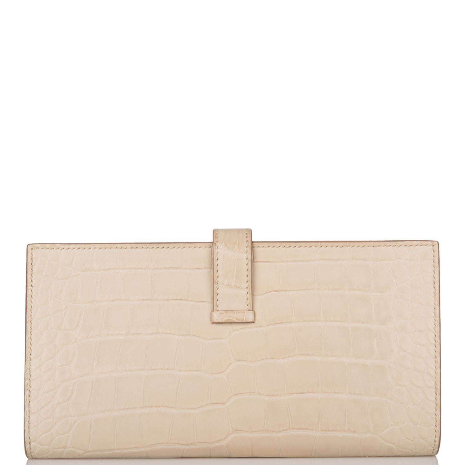 Pre-owned Hermes Bearn Wallet Beton Matte Alligator Palladium Hardware