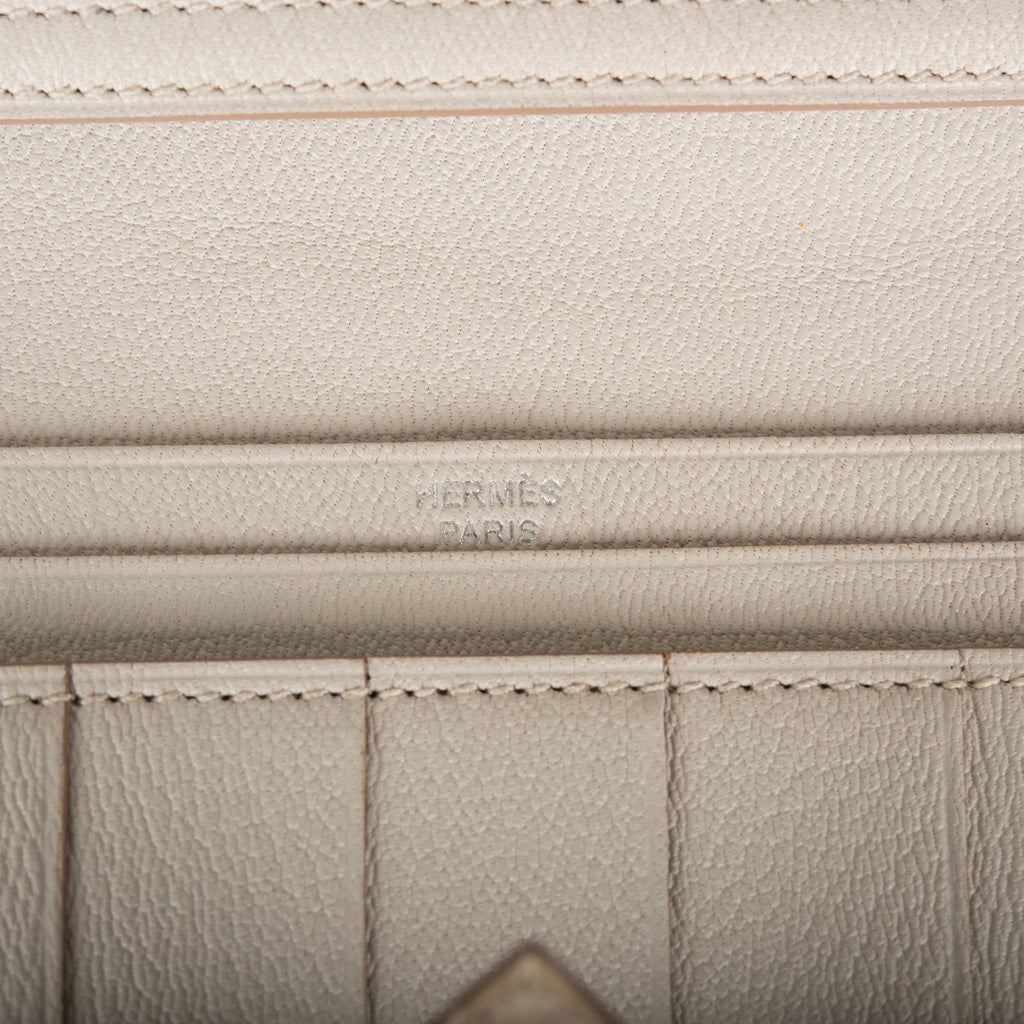 Pre-owned Hermes Bearn Wallet Beton Matte Alligator Palladium Hardware