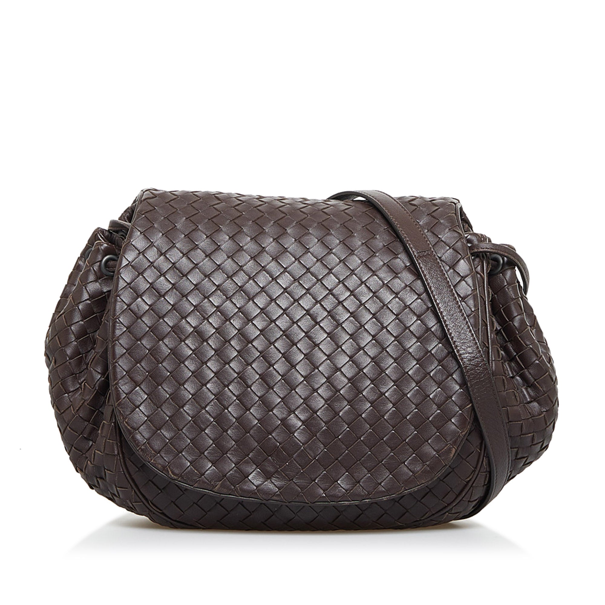 Bottega Veneta Intrecciato Crossbody Bag Brown