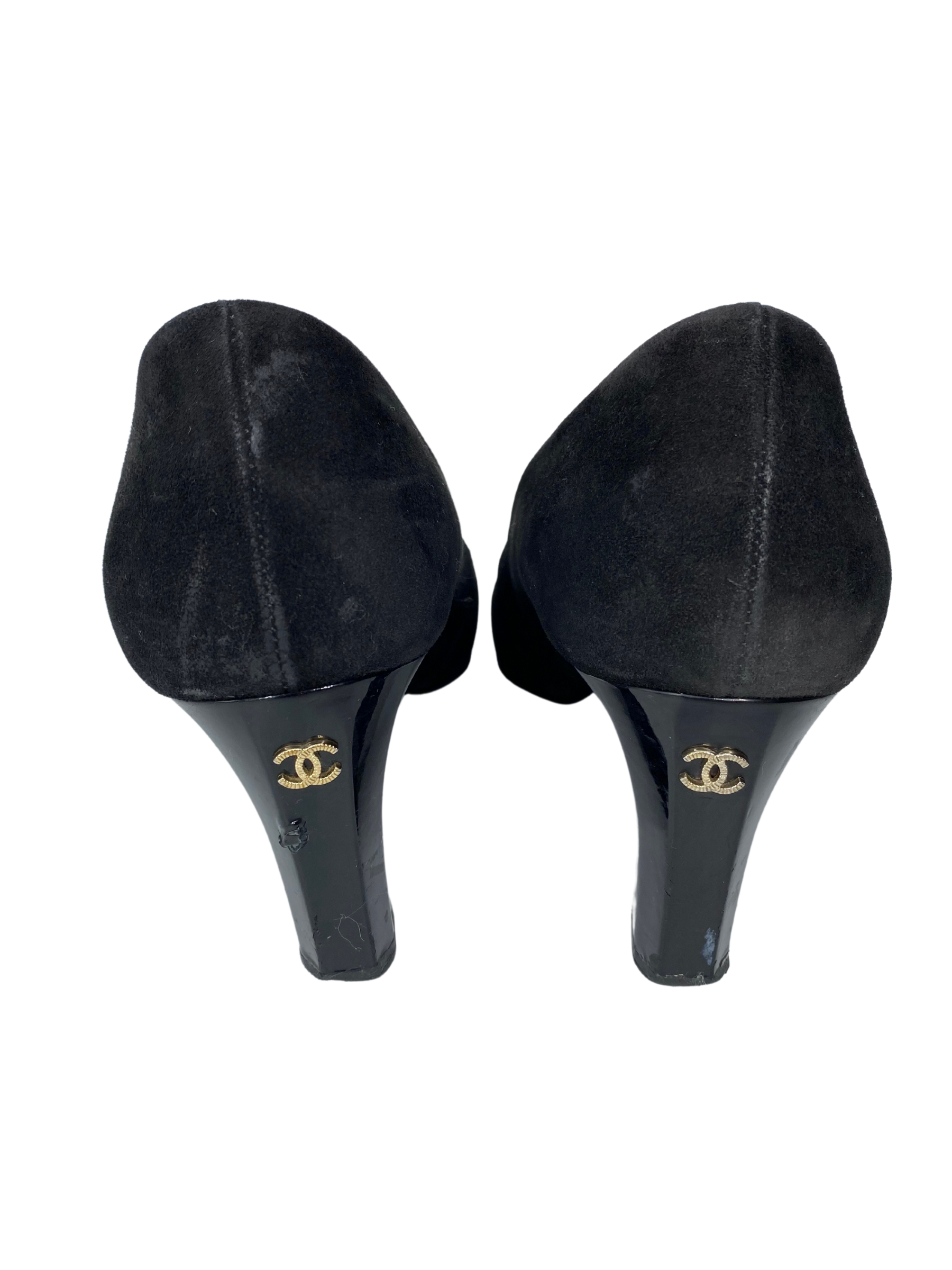 Chanel Suede Patent Round Toe Pumps |US10|FR40|