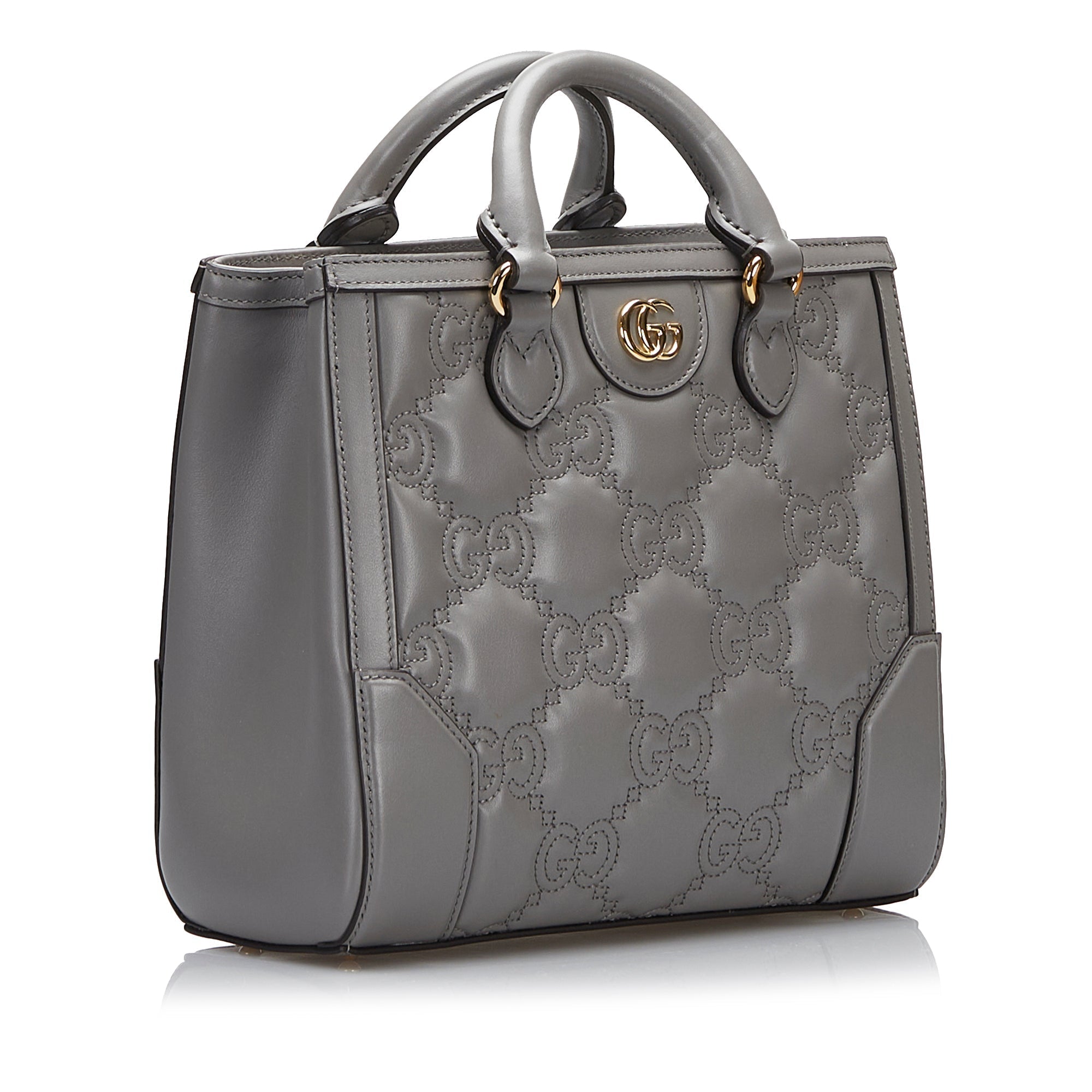 Gucci GG Handbag Grey Matelassé Leather