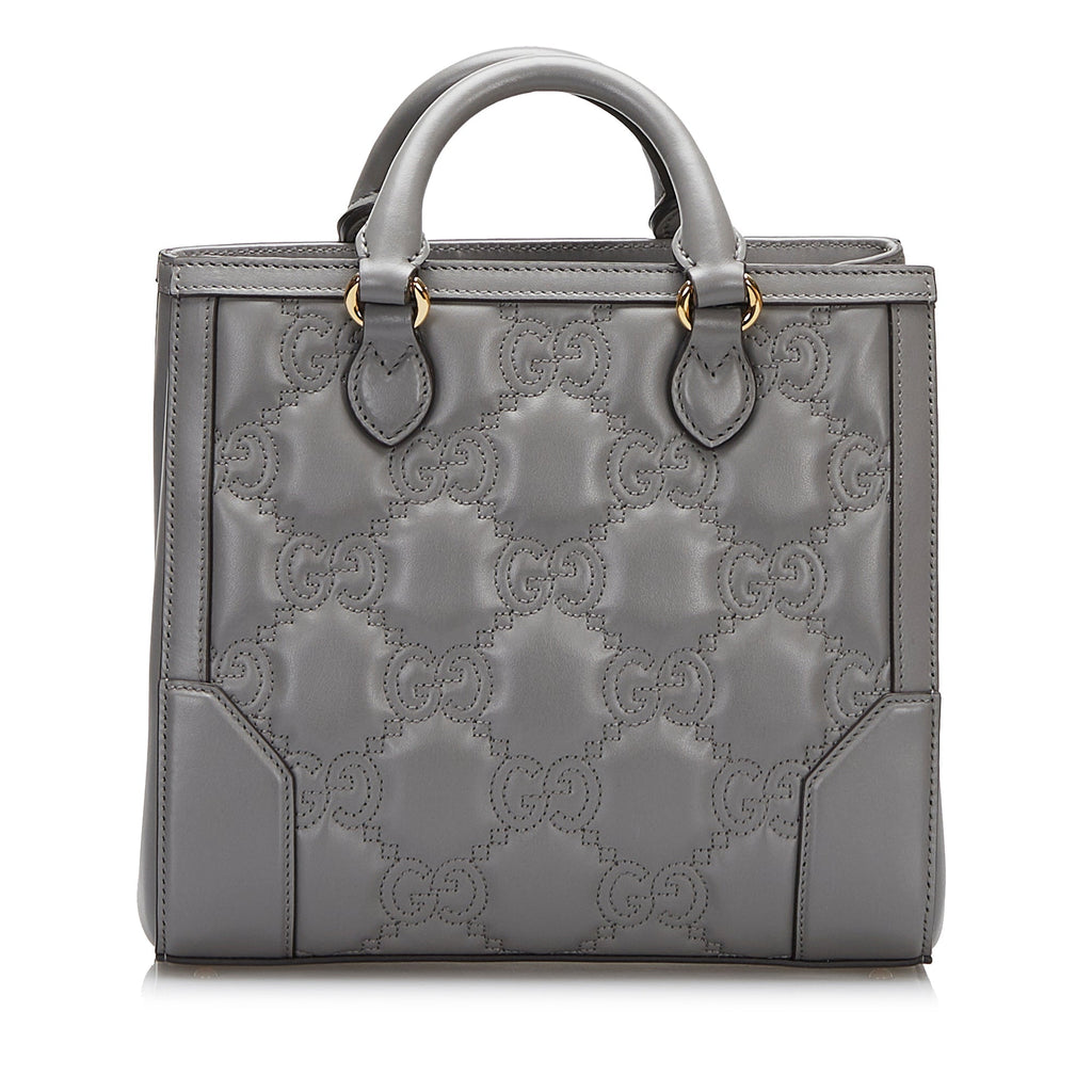 Gucci GG Handbag Grey Matelassé Leather