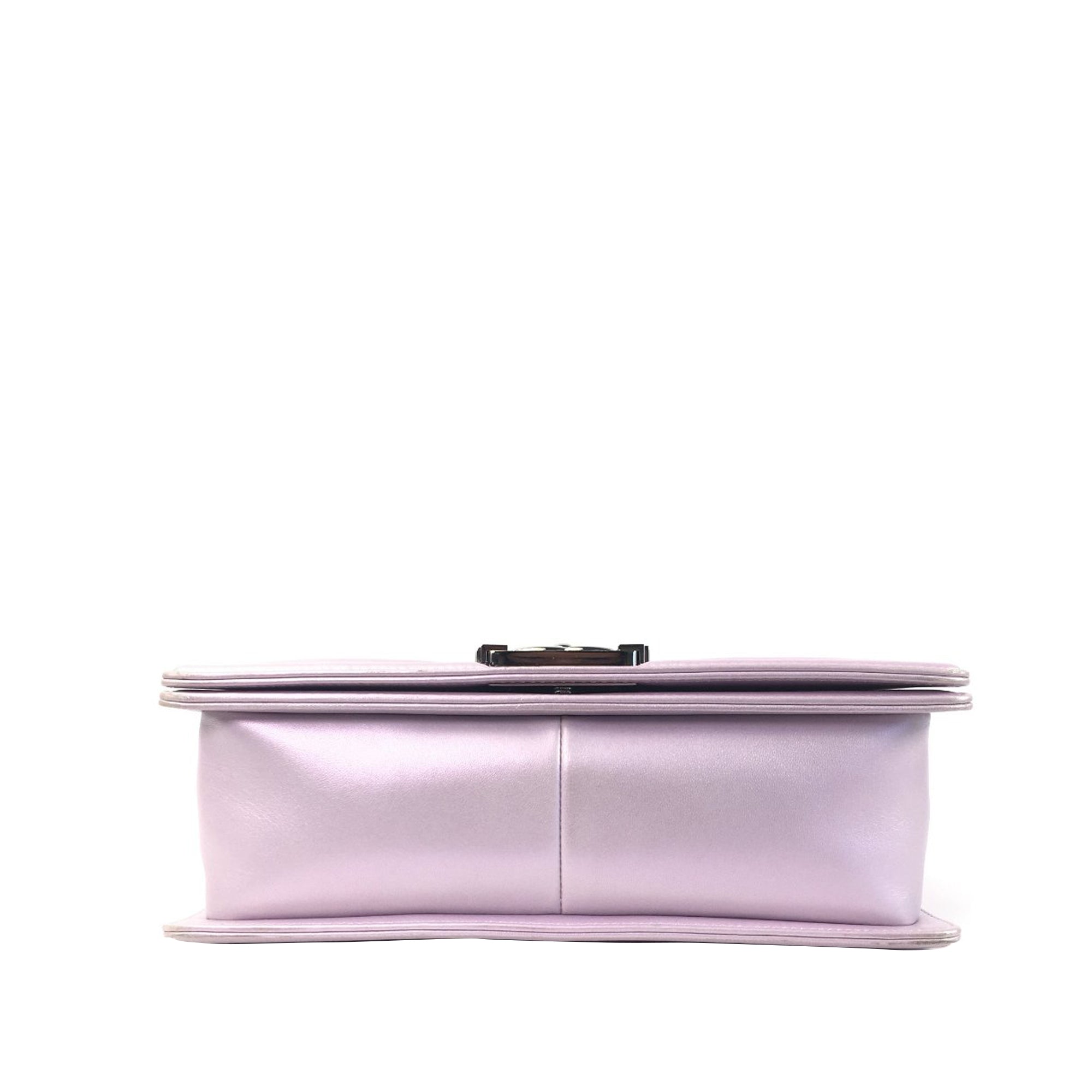 CHANEL Medium Metallic Chevron Quilted Lambskin Boy Flap Bag