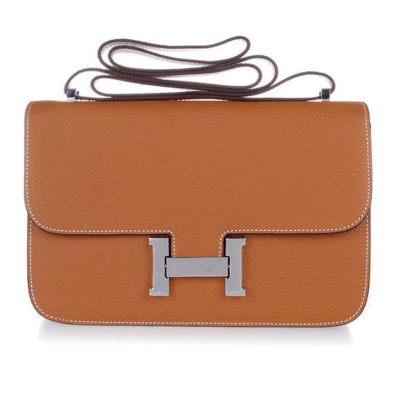 Hermes Constance Elan Leather Shoulder Bag in Epsom Leather-Brown