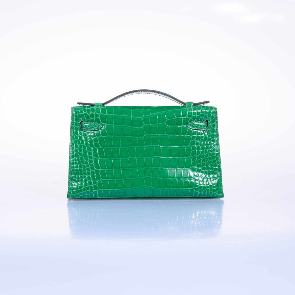 Hermès Kelly Pochette Cactus Emerald Alligator Gold Hardware