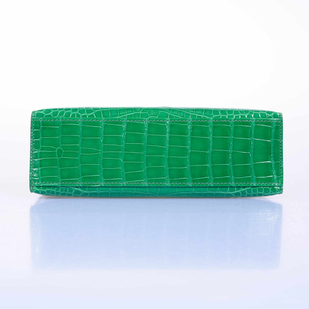 Hermès Kelly Pochette Cactus Emerald Alligator Gold Hardware