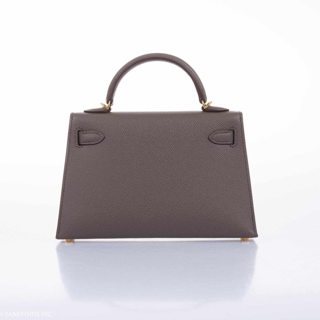 Hermès Kelly 20 Etain Epsom Gold Hardware